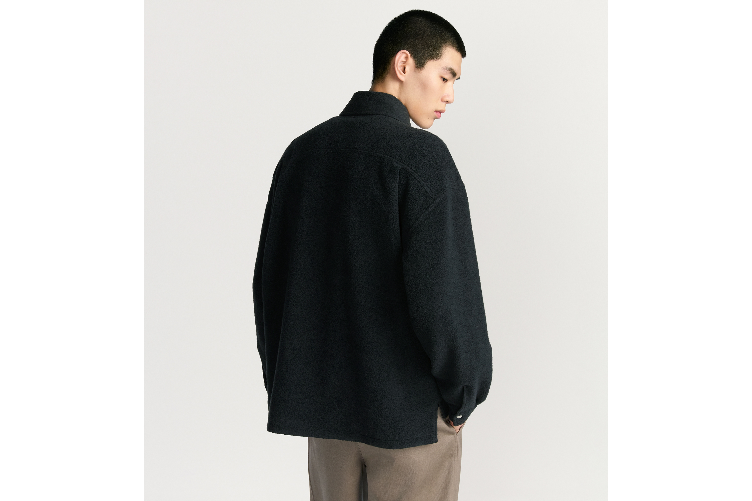 Christian Dior Couture ジップ オーバーシャツ コットン & バージンウール ブレンド フリース E03