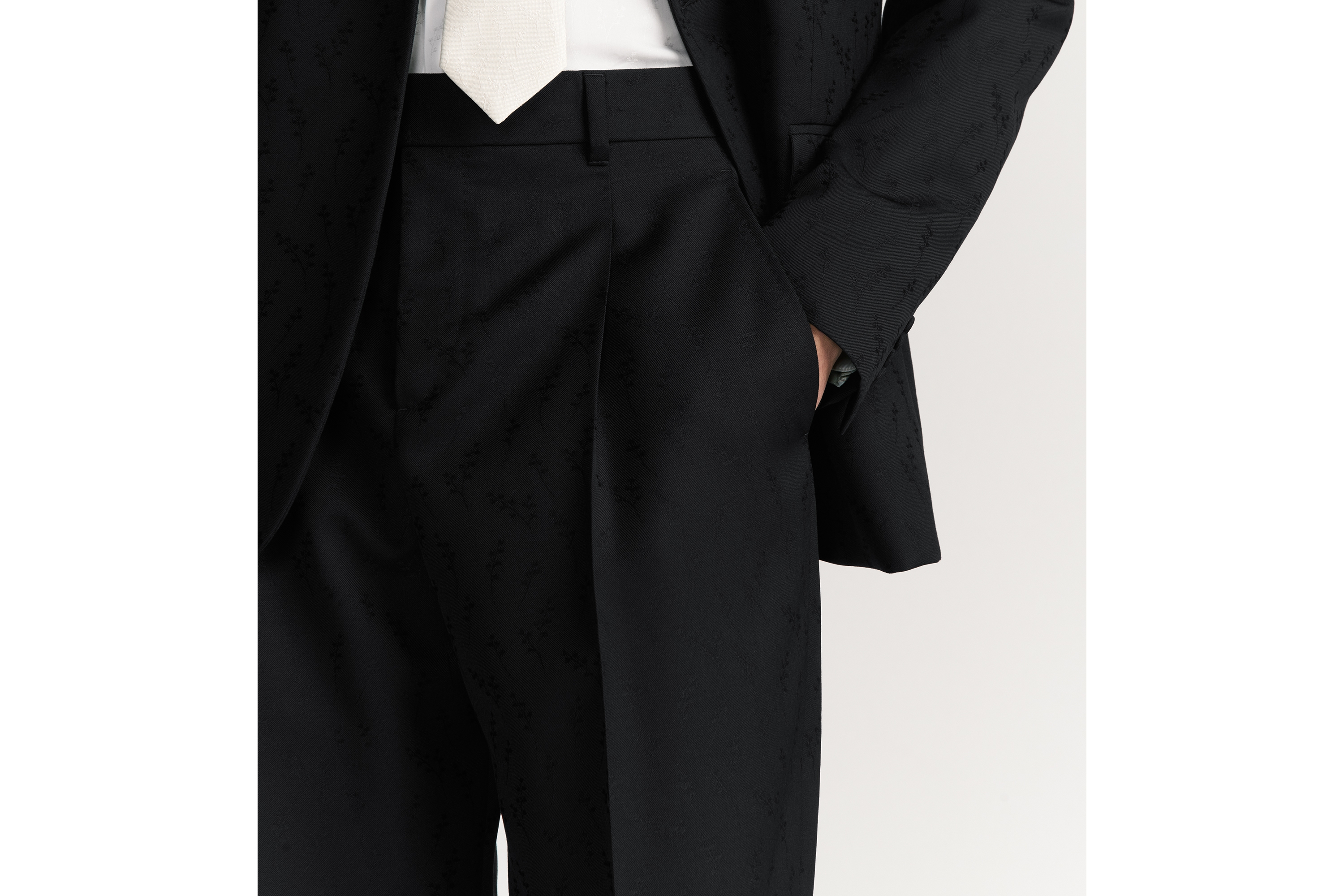 Lily of the Valley ルーズフィット パンツ ウール & モヘヤ ジャカード E16