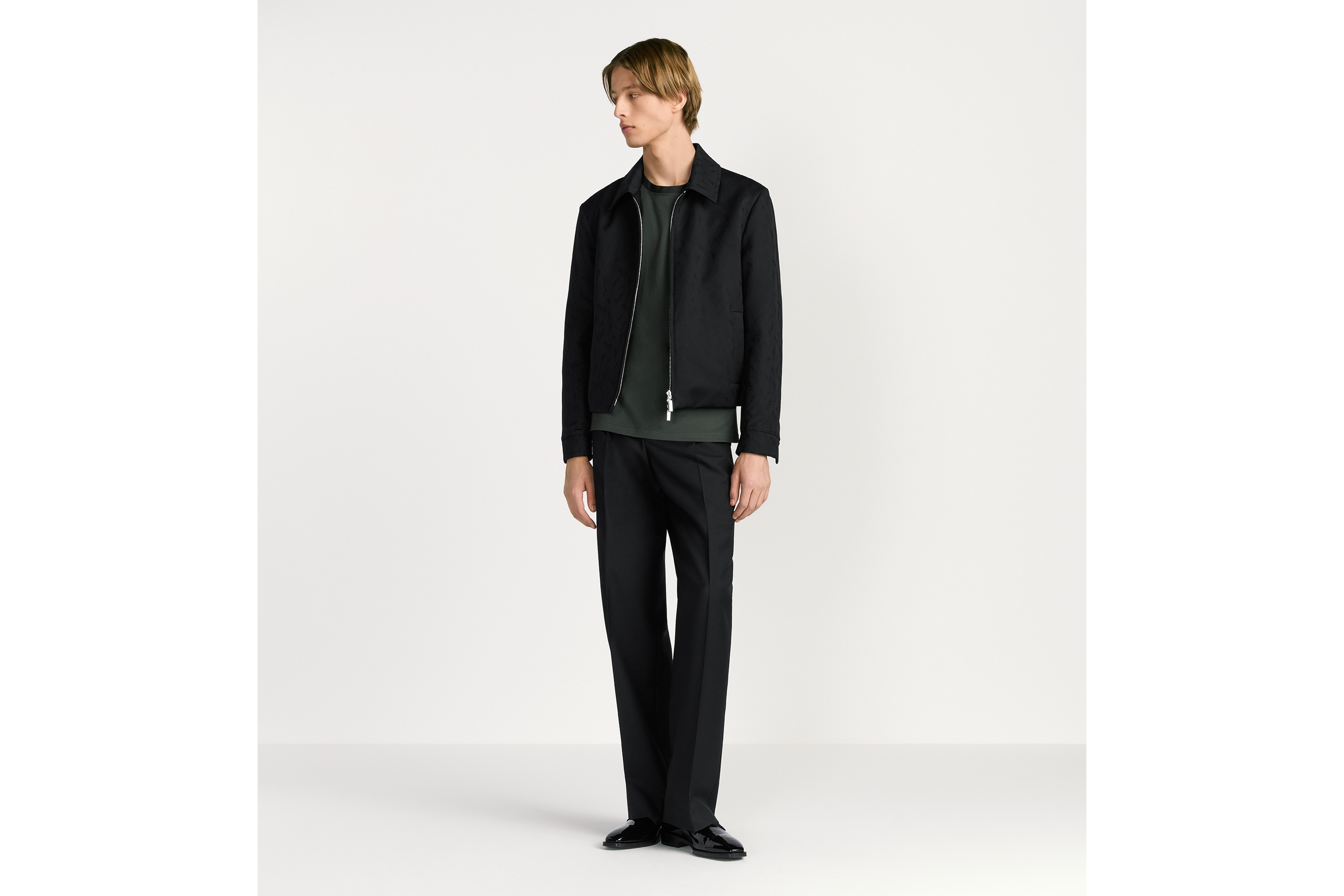 Reversible Zipped Jacket with Lily of the Valley Jacquard Gray