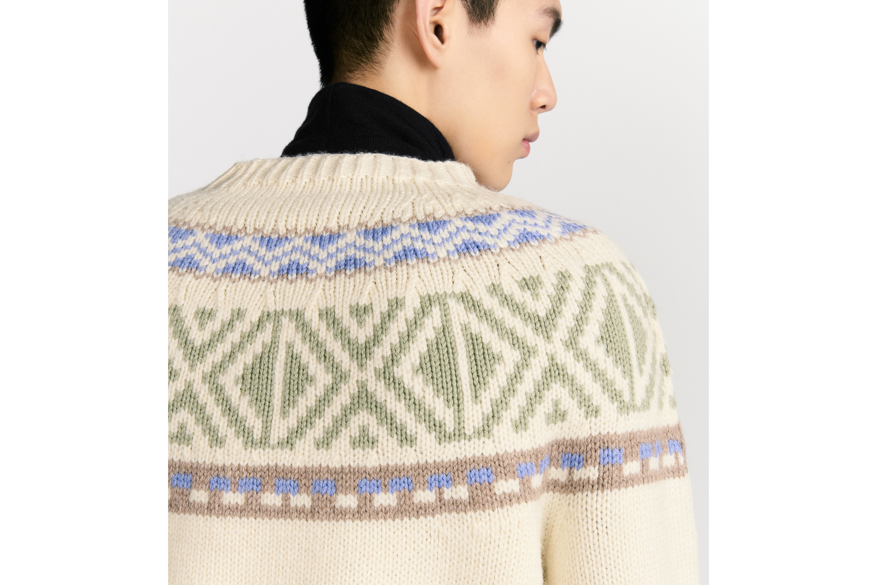 Look Dior Mountain Sweater White Wool Jacquard E09