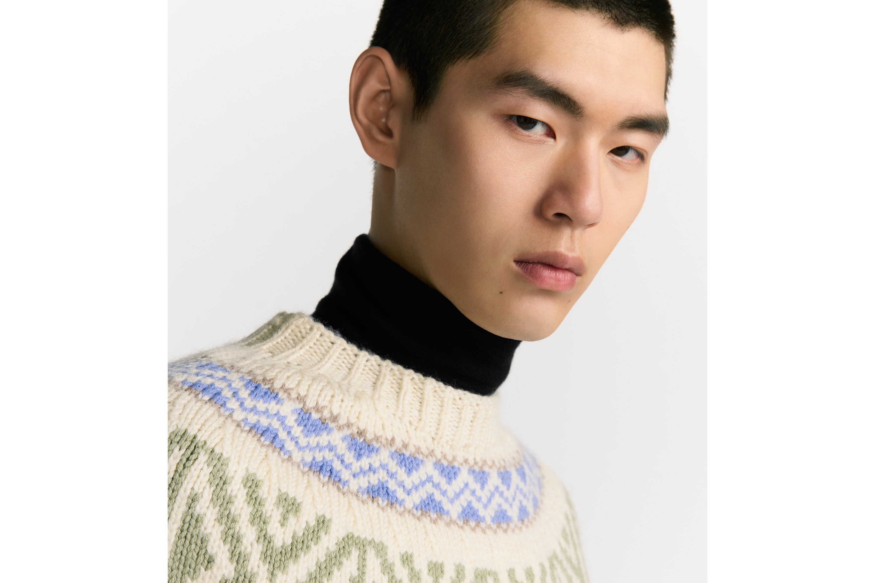Look Dior Mountain Sweater White Wool Jacquard E10