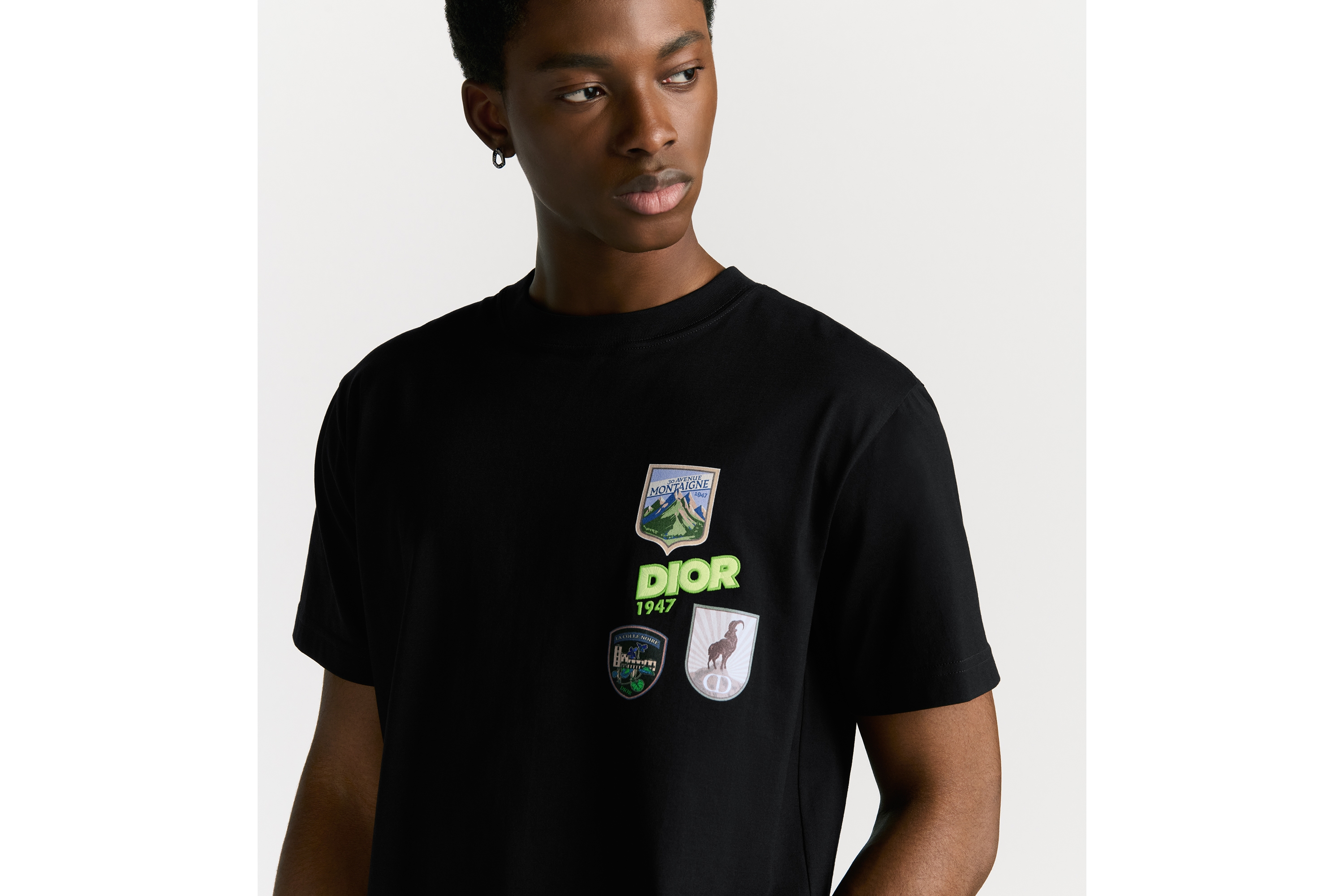 Look Dior Mountain T-Shirt, Relaxed Fit Black Cotton Jersey E10