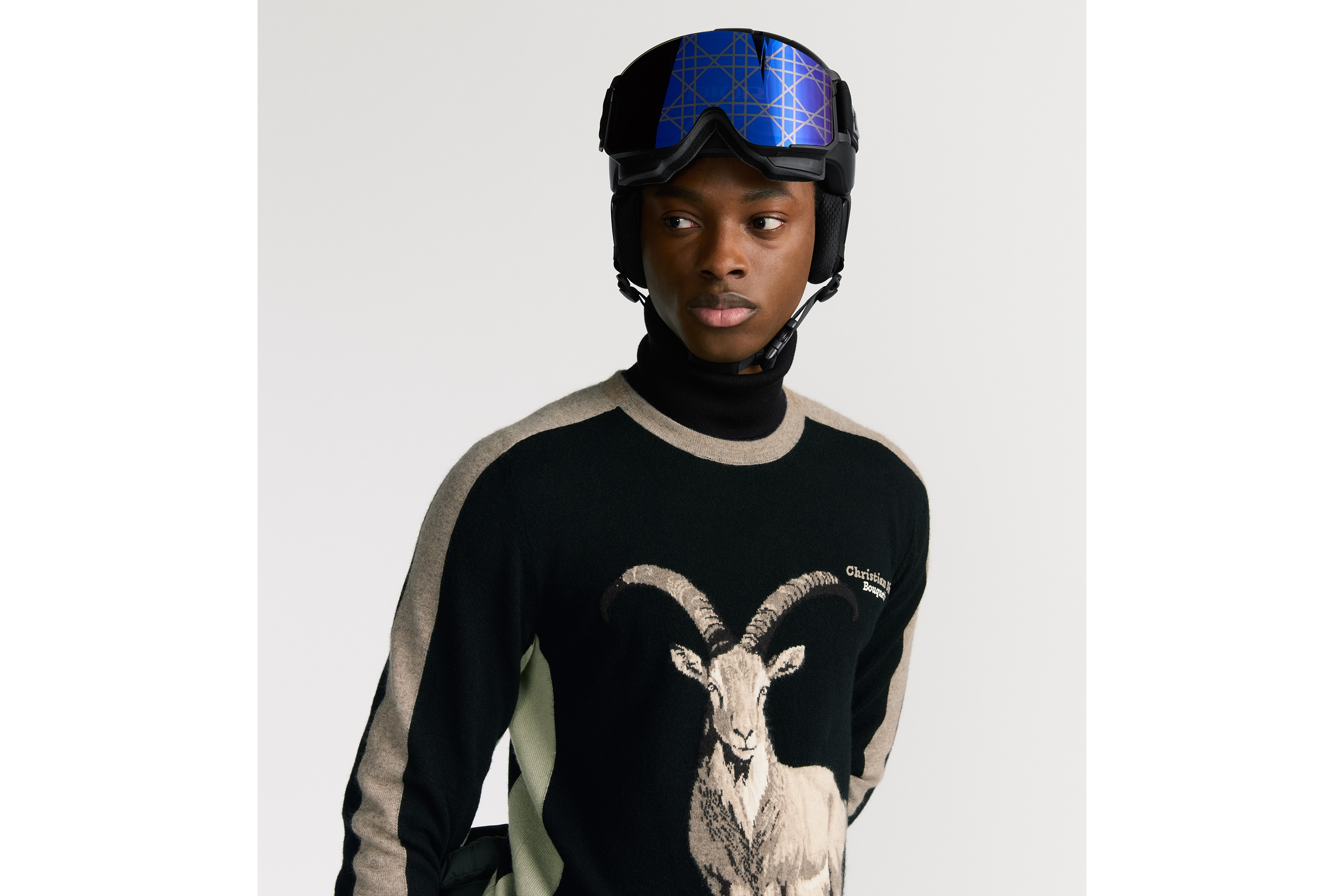 Gafas de esquí DIOR AND POC, ajuste regular Negro con lente Cannage efecto espejo azul y firma CD E50