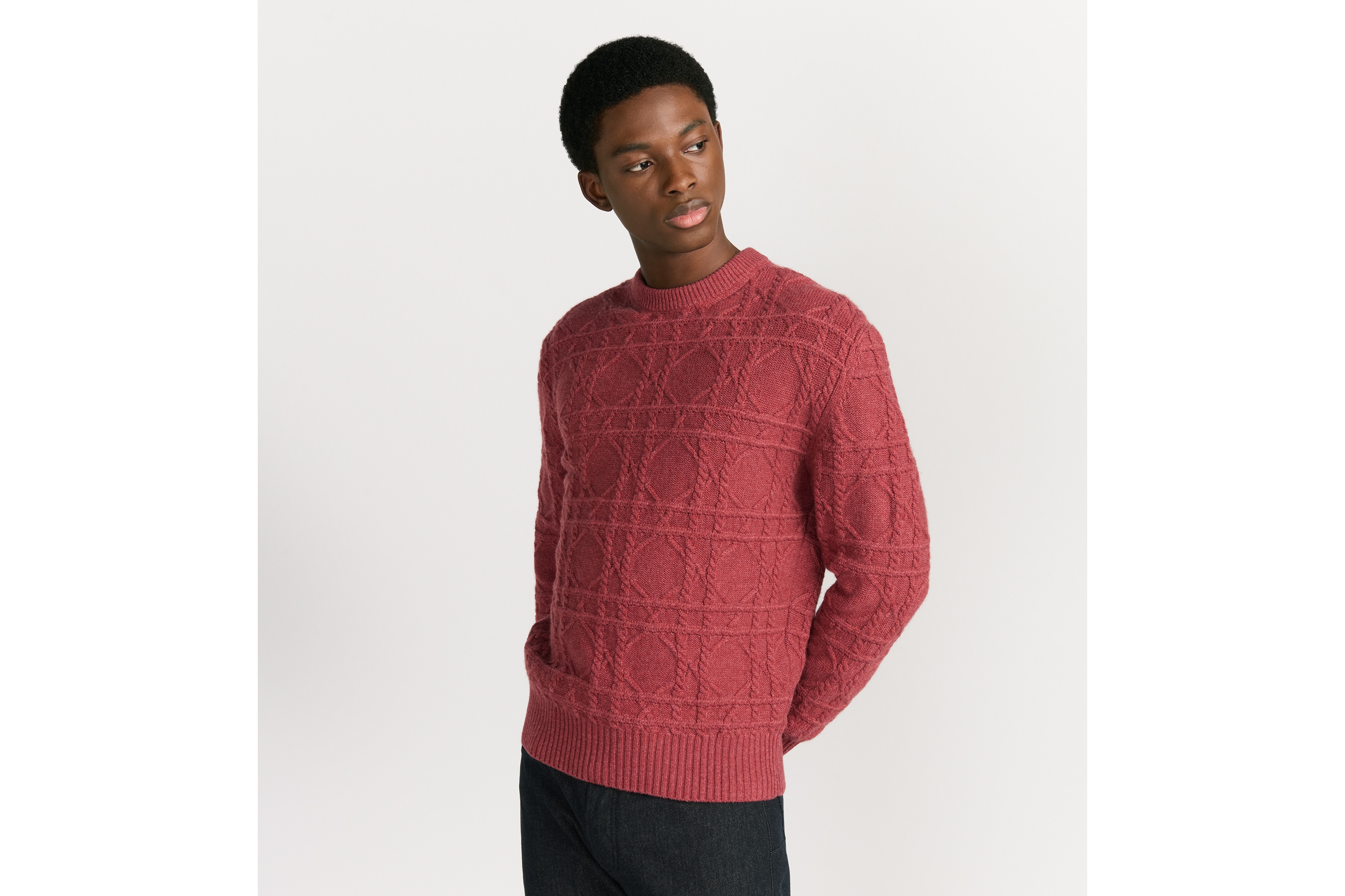 look_image_alt_prefix Maglione Dior Icons Cannage Maglia di cachemire rosa a trecce E07