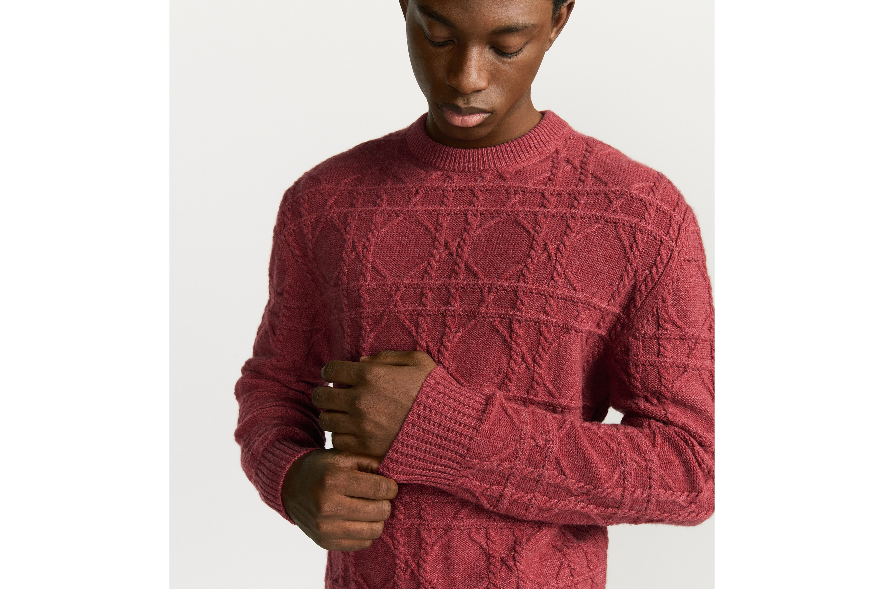 look_image_alt_prefix Maglione Dior Icons Cannage Maglia di cachemire rosa a trecce E11