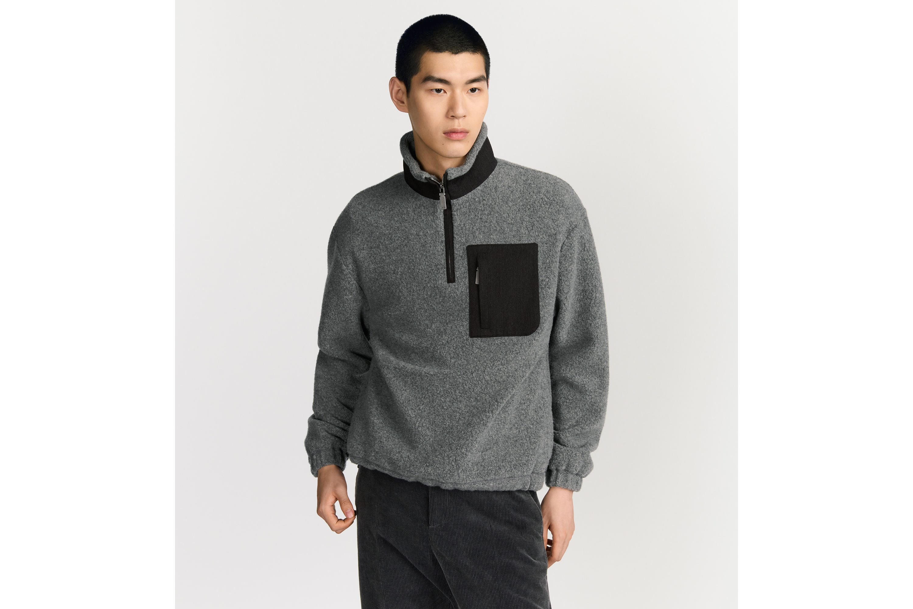 Look Dior Icons Sweatshirt Gray Cashmere-Virgin Wool Fleece E11