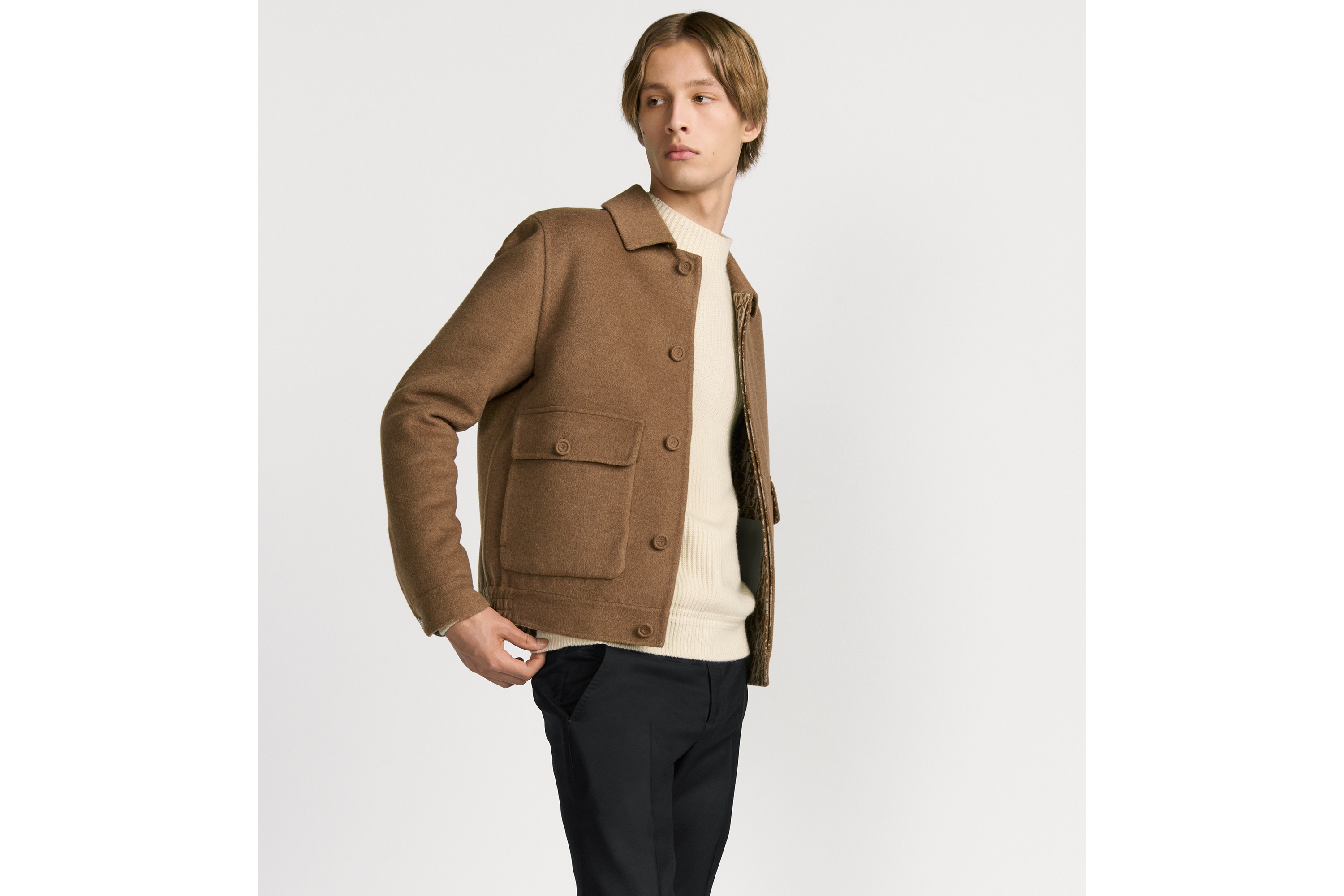 Look Dior Icons Jacket Beige Double-Sided Virgin Wool and Cashmere E01