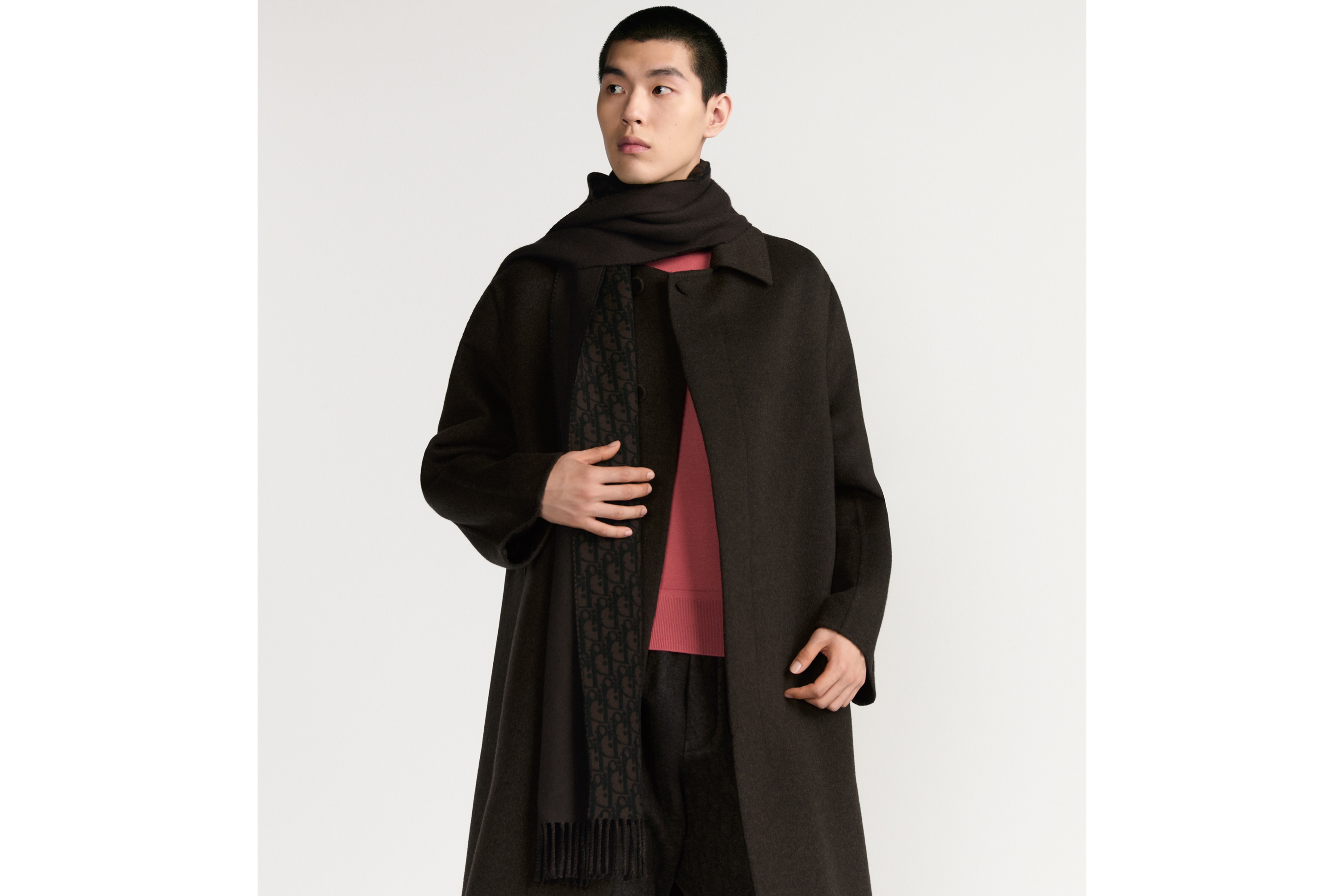 look_image_alt_prefix Sciarpa Dior Oblique double face Lana e cachemire marroni e neri E32