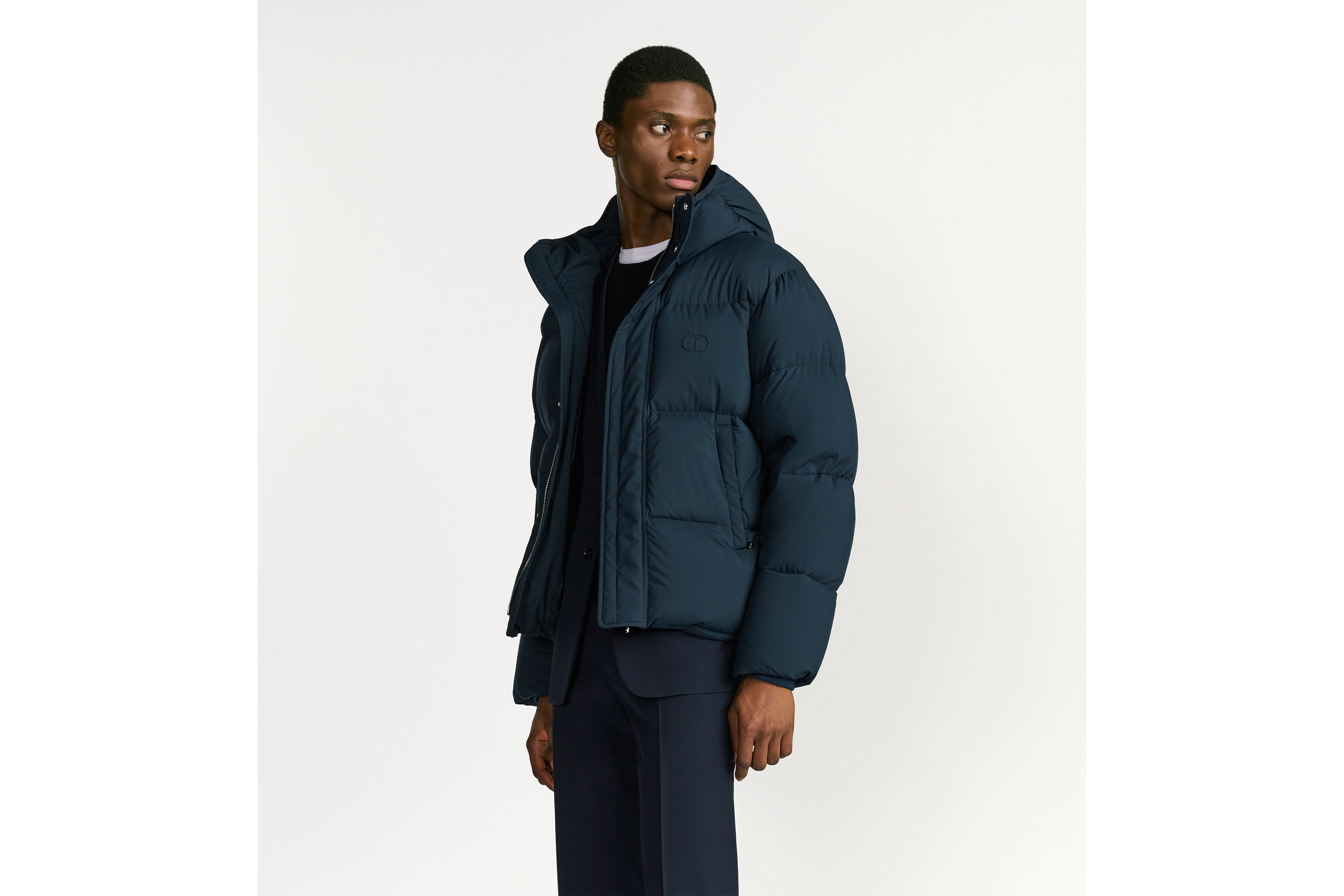 CD Icon Hooded Quilted Down Jacket