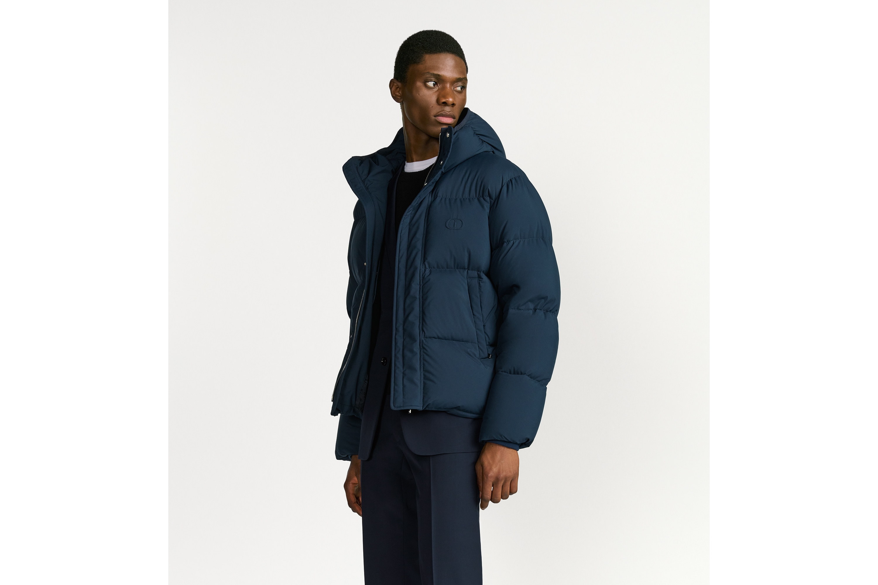 Look Doudoune matelassée à capuche CD Icon Toile technique bleue E01