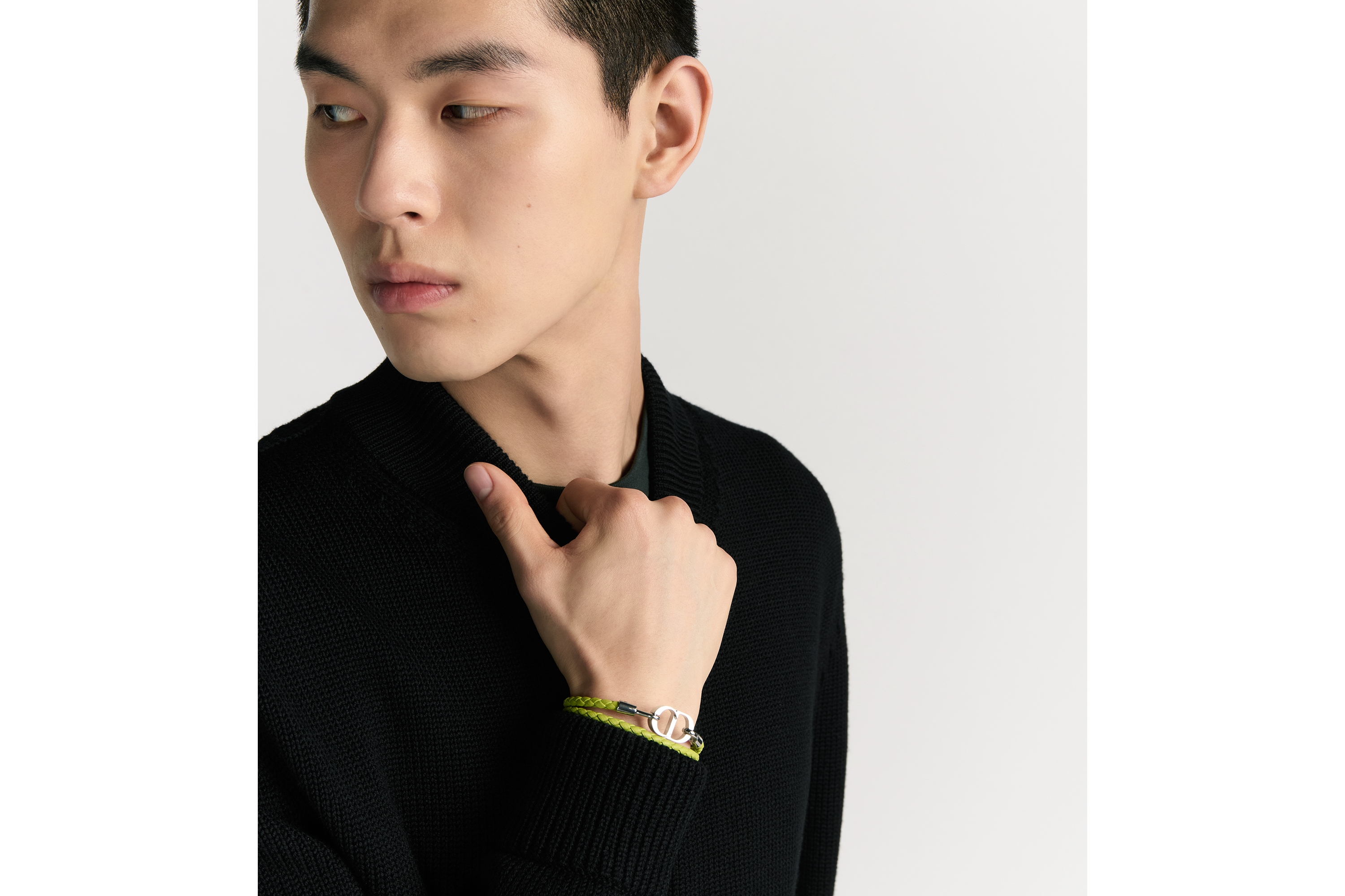 CD Icon ブレイドレザー ダブルブレスレット カーフスキン & 真鍮 E39