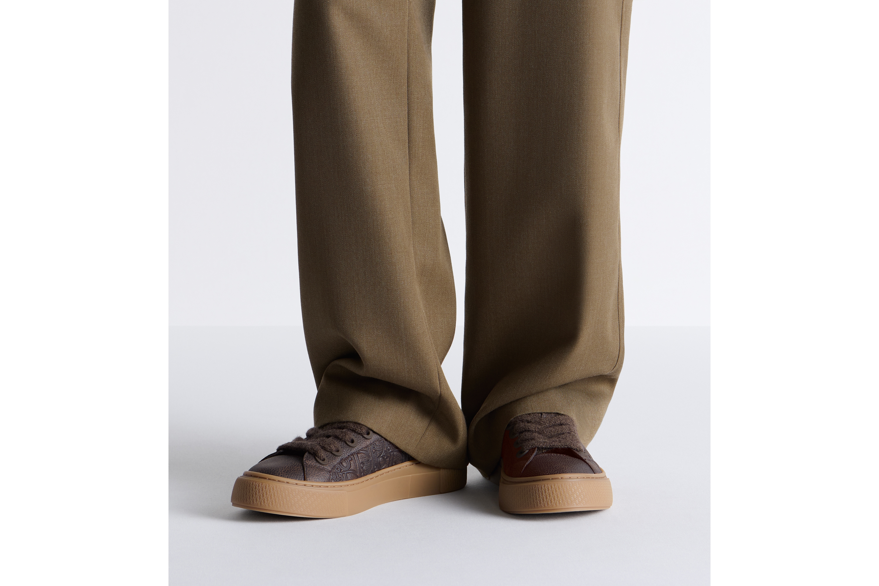 Look B33 Spin Sneaker Brown Grained Calfskin and Brown Dior Gravity Vintage Leather E23