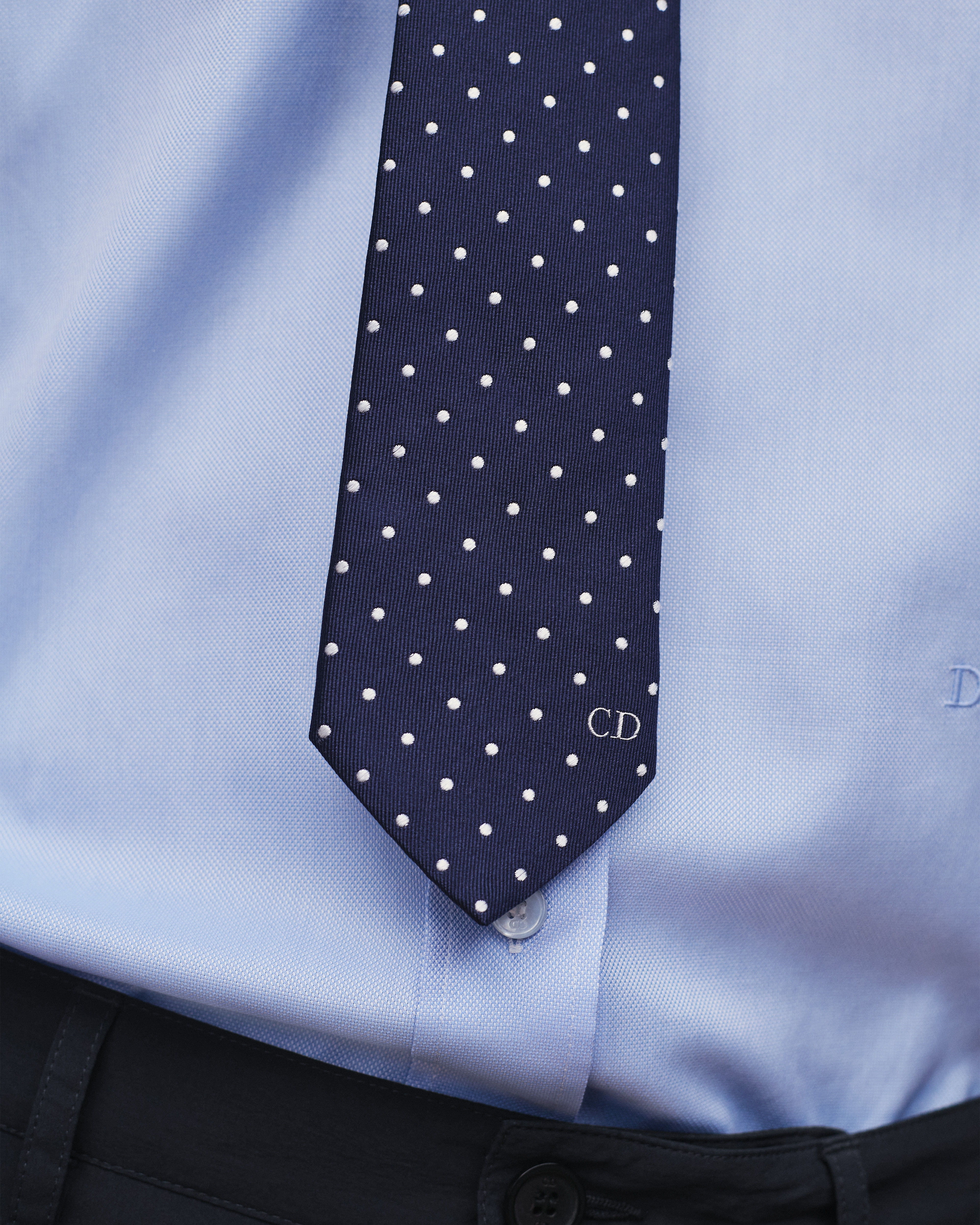 look_image_alt_prefix Stropdas met stippen Marineblauwe en witte zijde E37