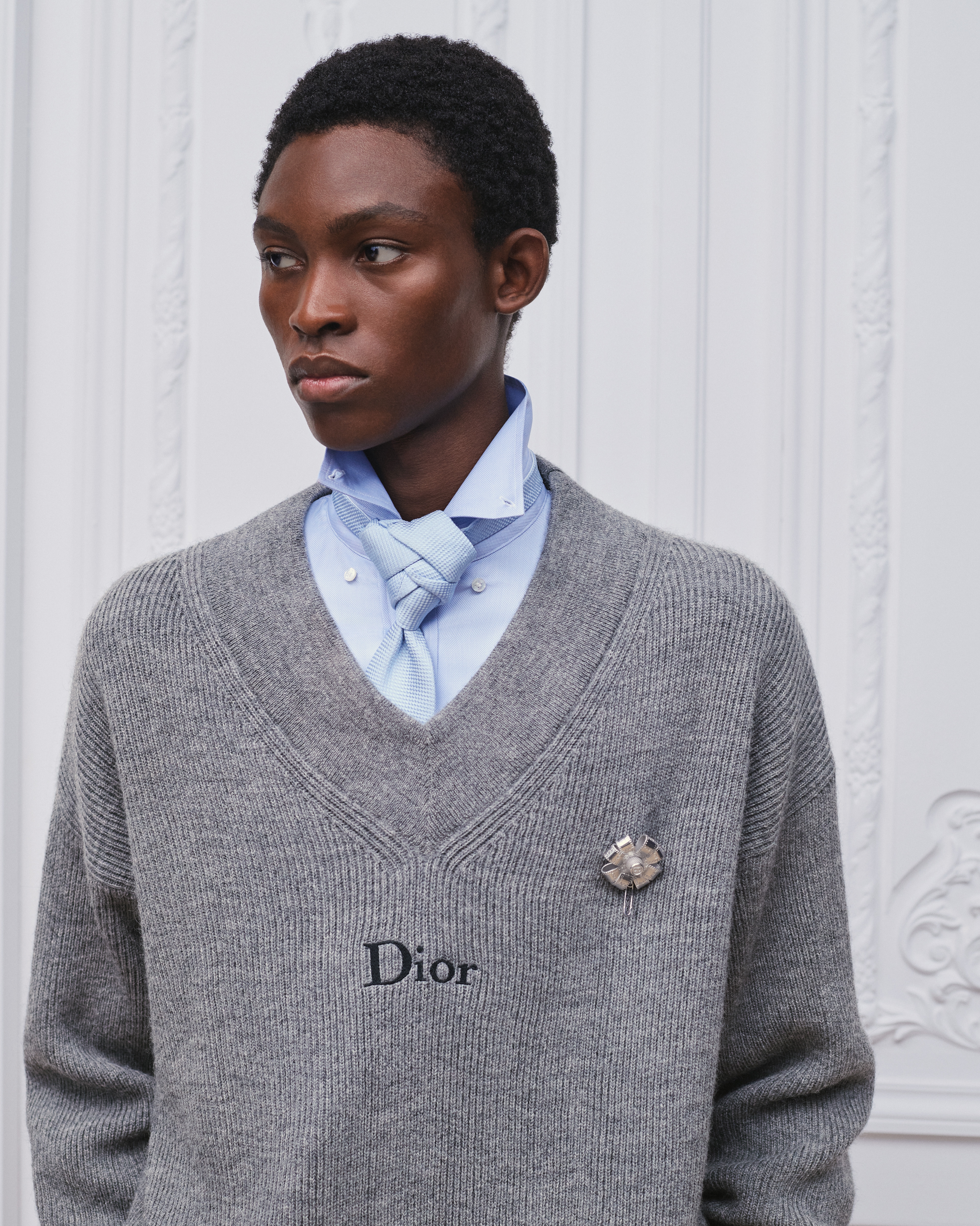 Dior Couture Charms Clover Brooch Silver E41