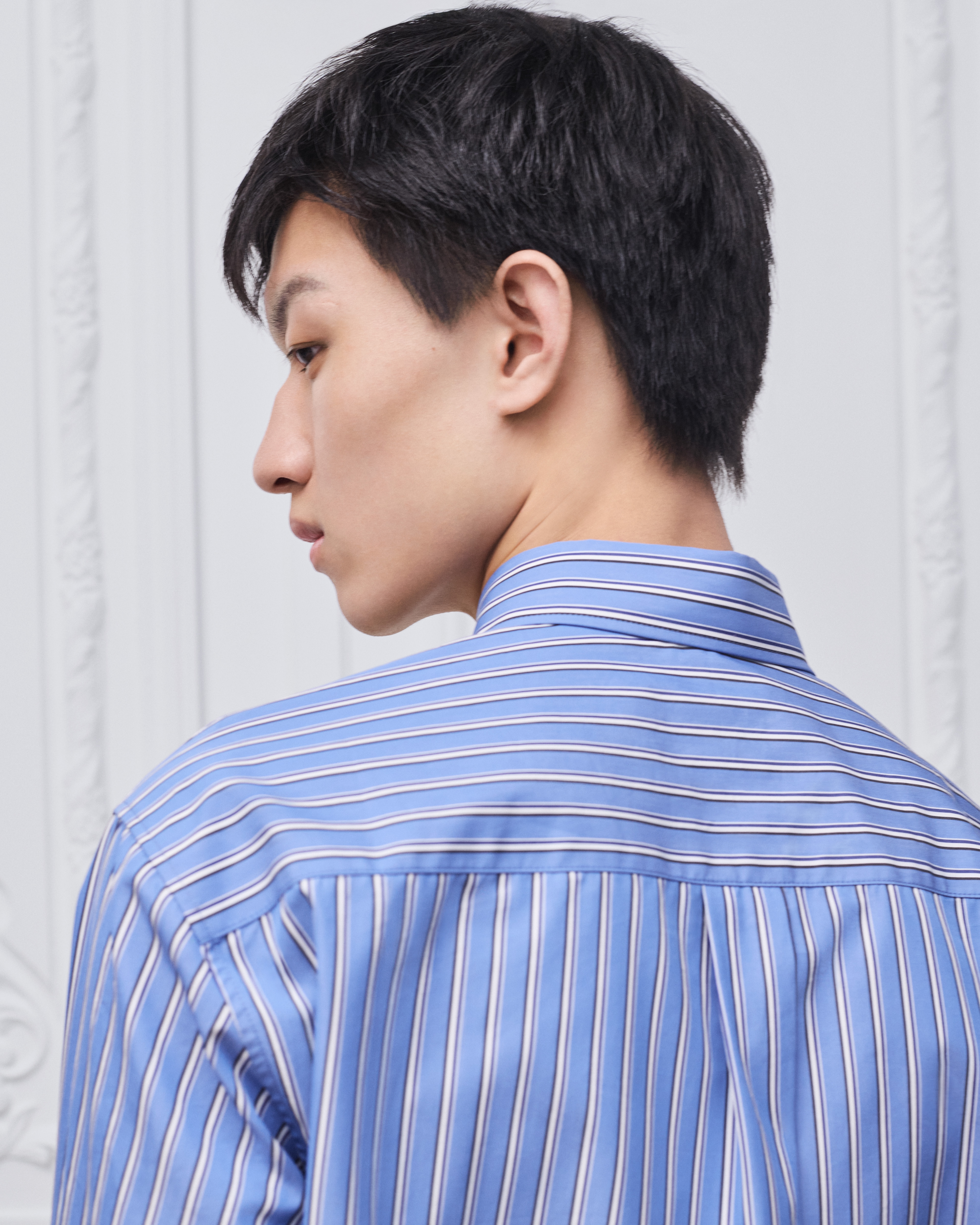 Chemise à broderie Dior Popeline de coton bleu à rayures E09