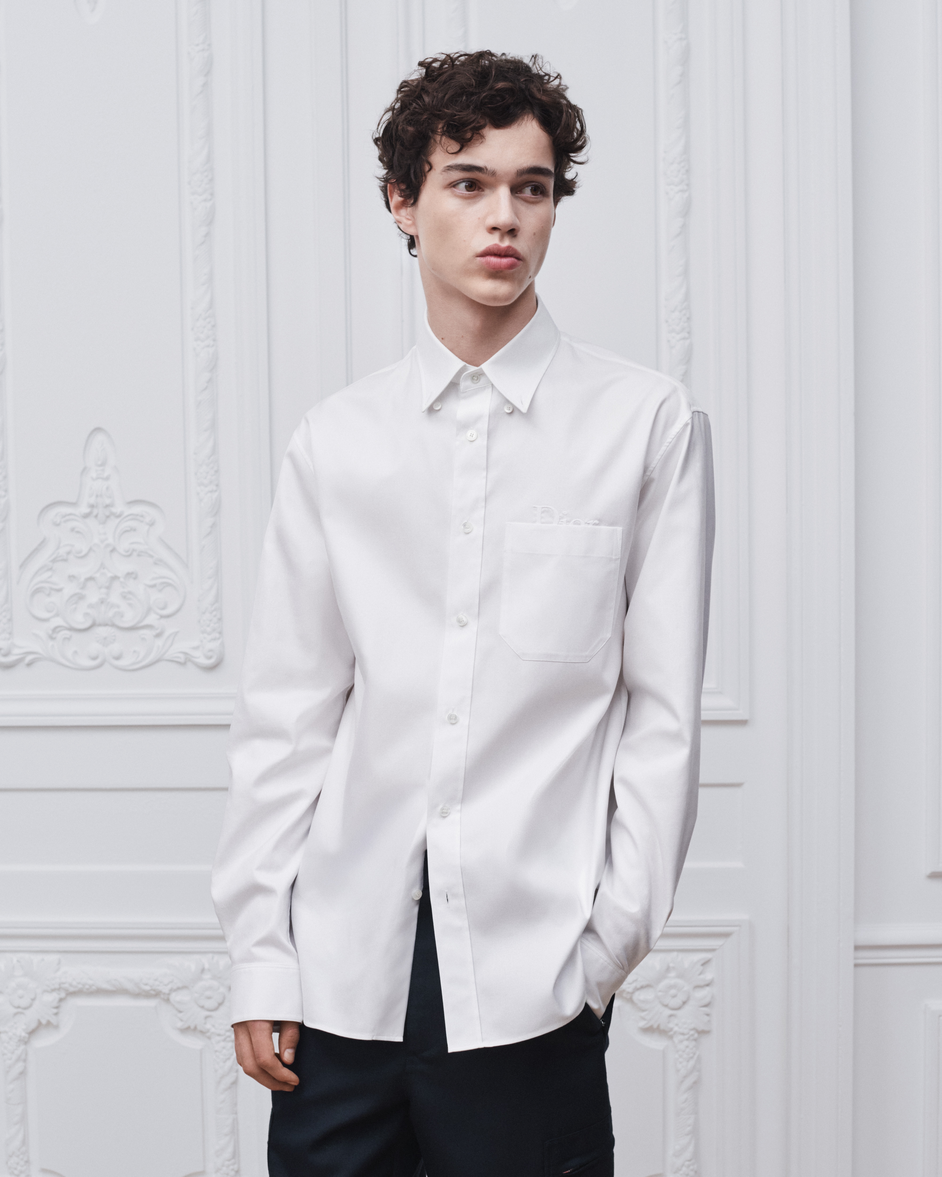 Look Shirt with Dior Embroidery White Cotton E08