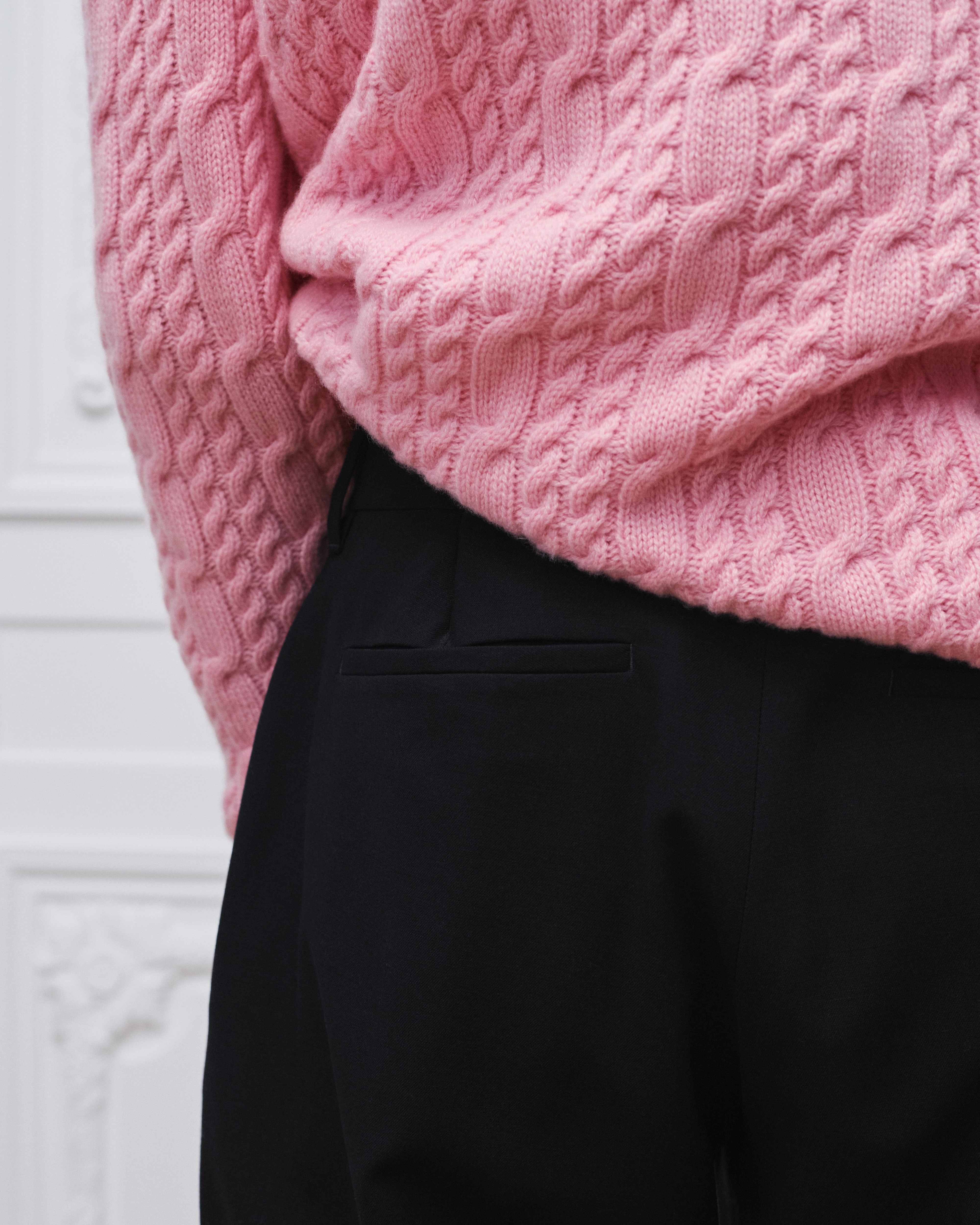 Pantalon tailoring Toile de laine vierge noire E16