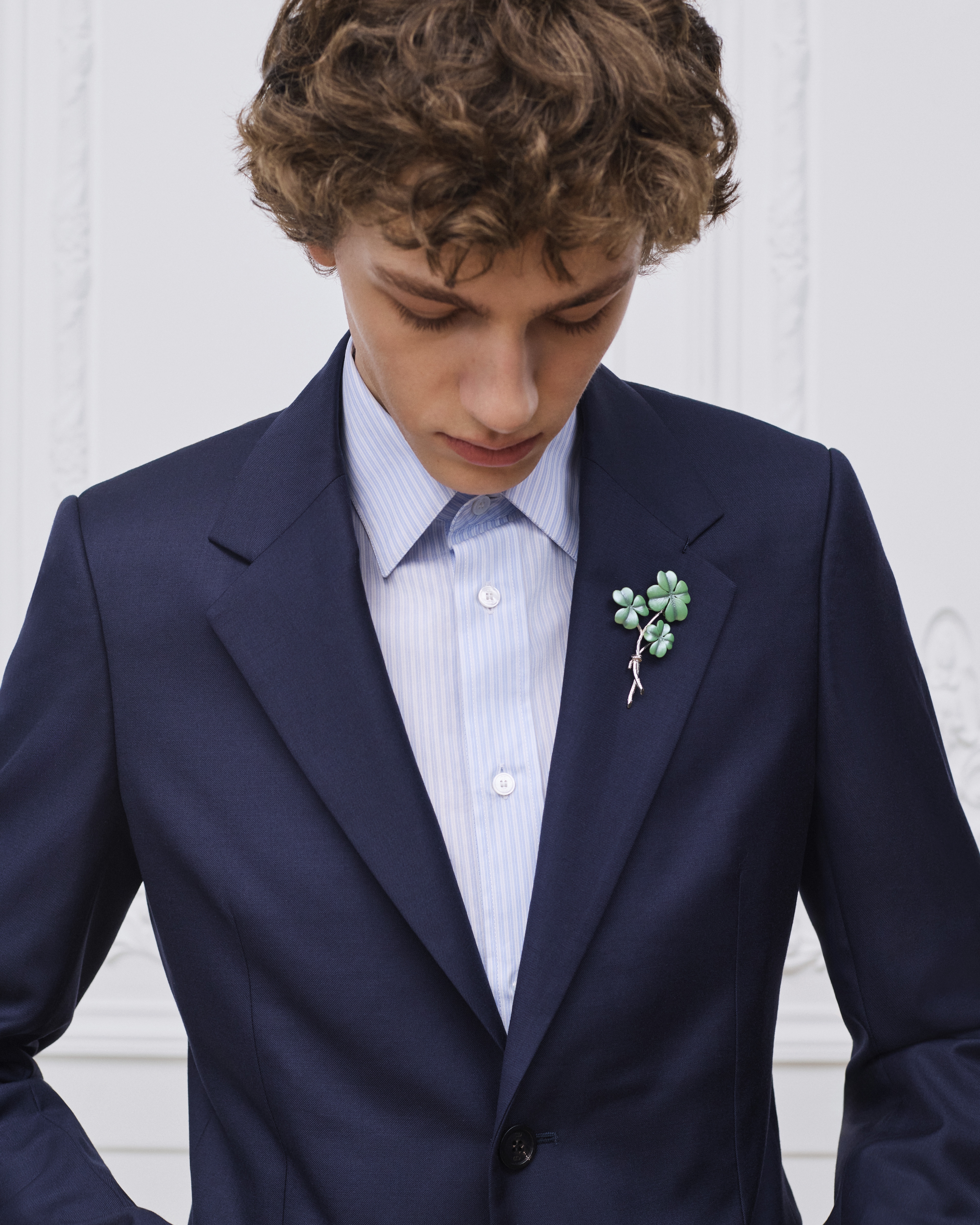 Dior Trèfle Brooch Silver and Green Resin E39