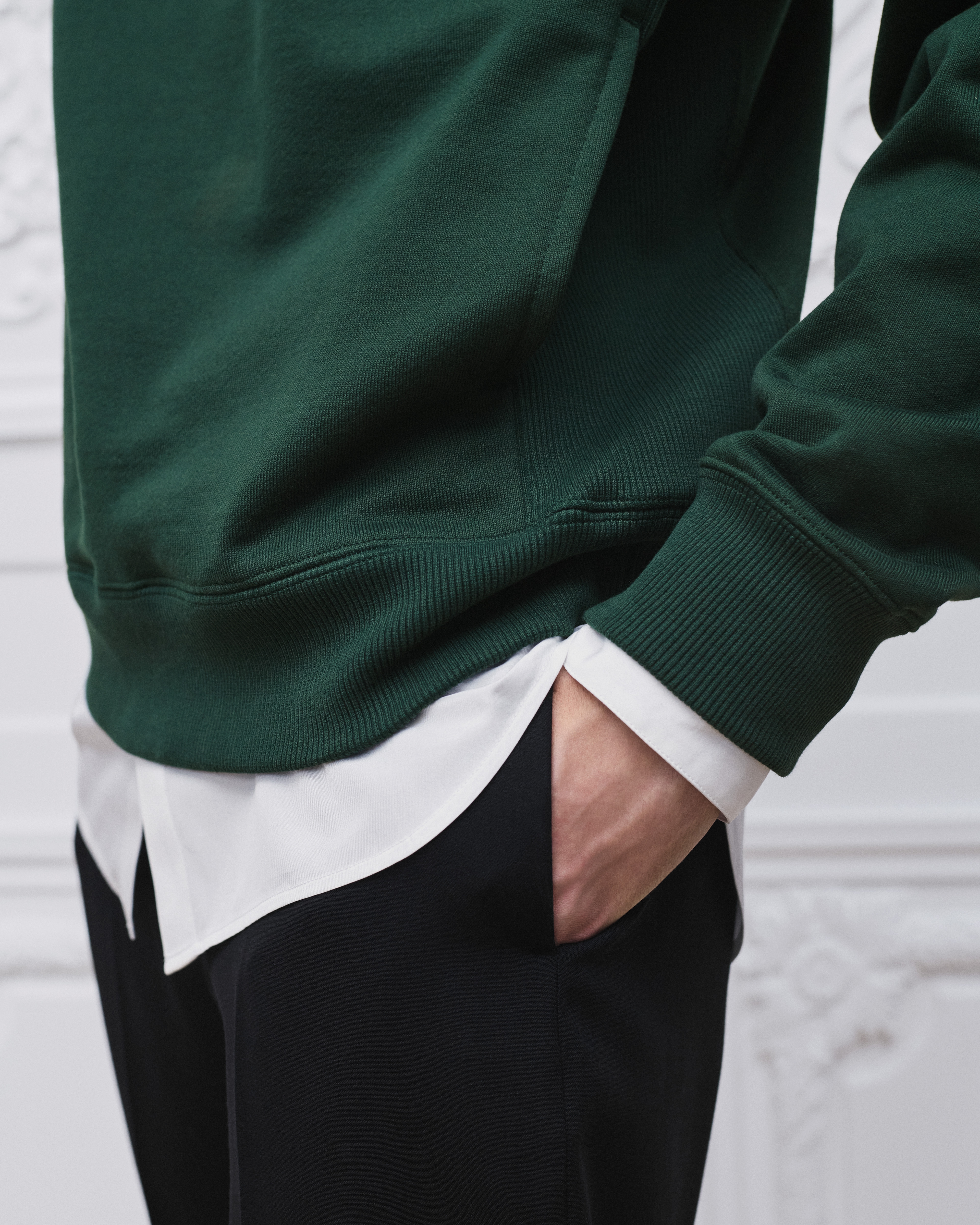 Sweatshirt à col zippé Molleton de coton vert E04