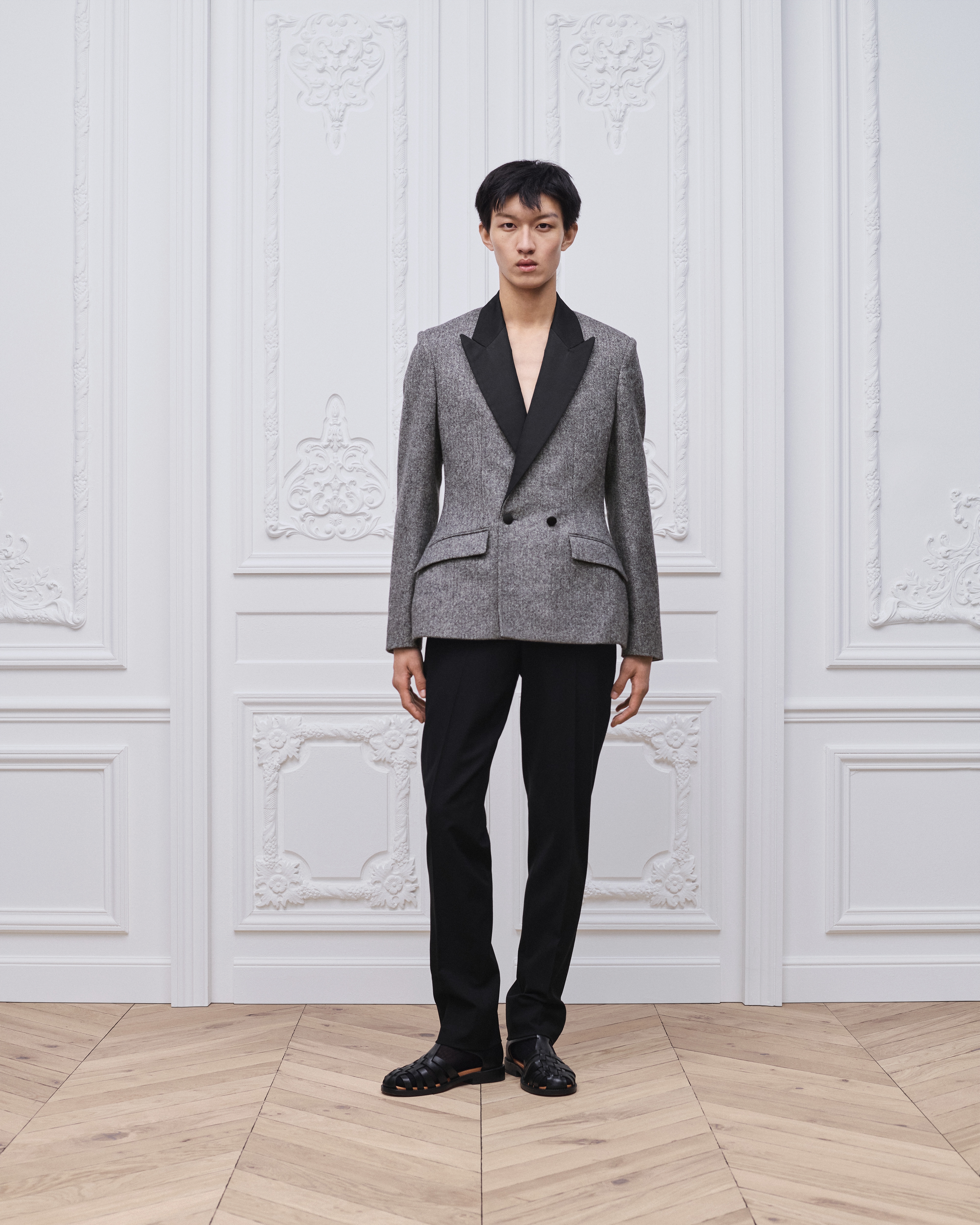 Veste Bar Drap de laine vierge grise E02