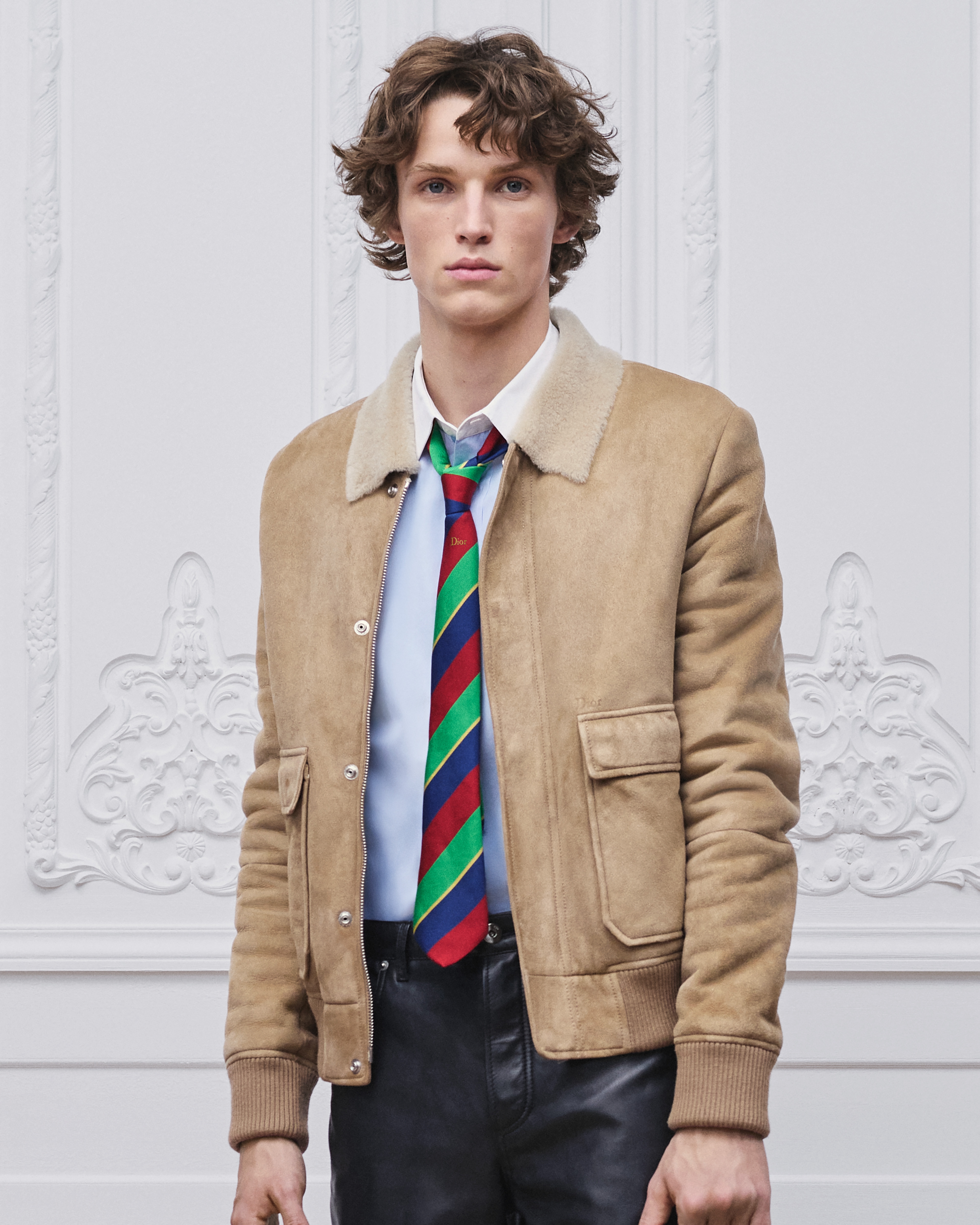 Look Blouson Jacket Beige Lambskin Shearling E01