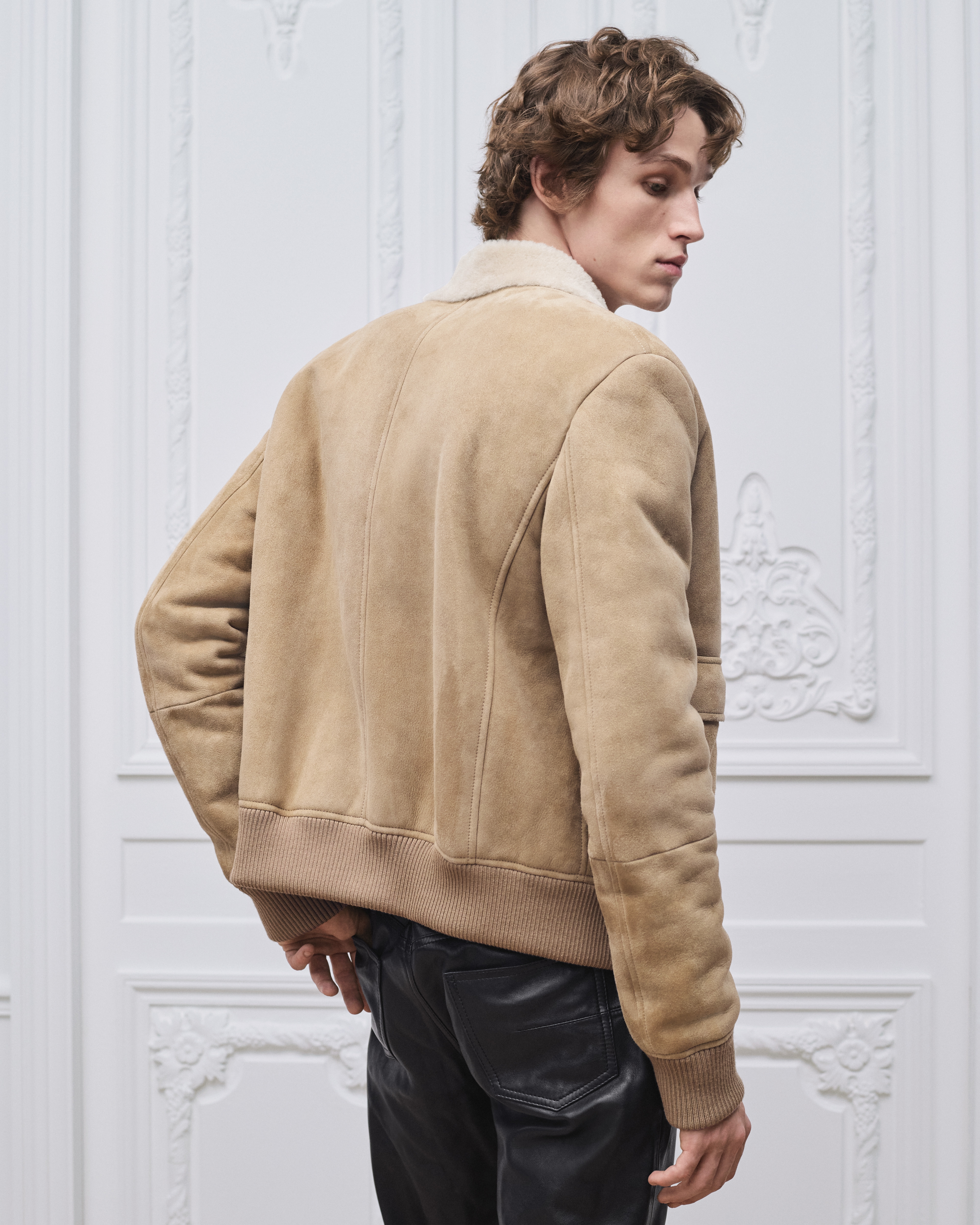 Look Blouson Jacket Beige Lambskin Shearling E03