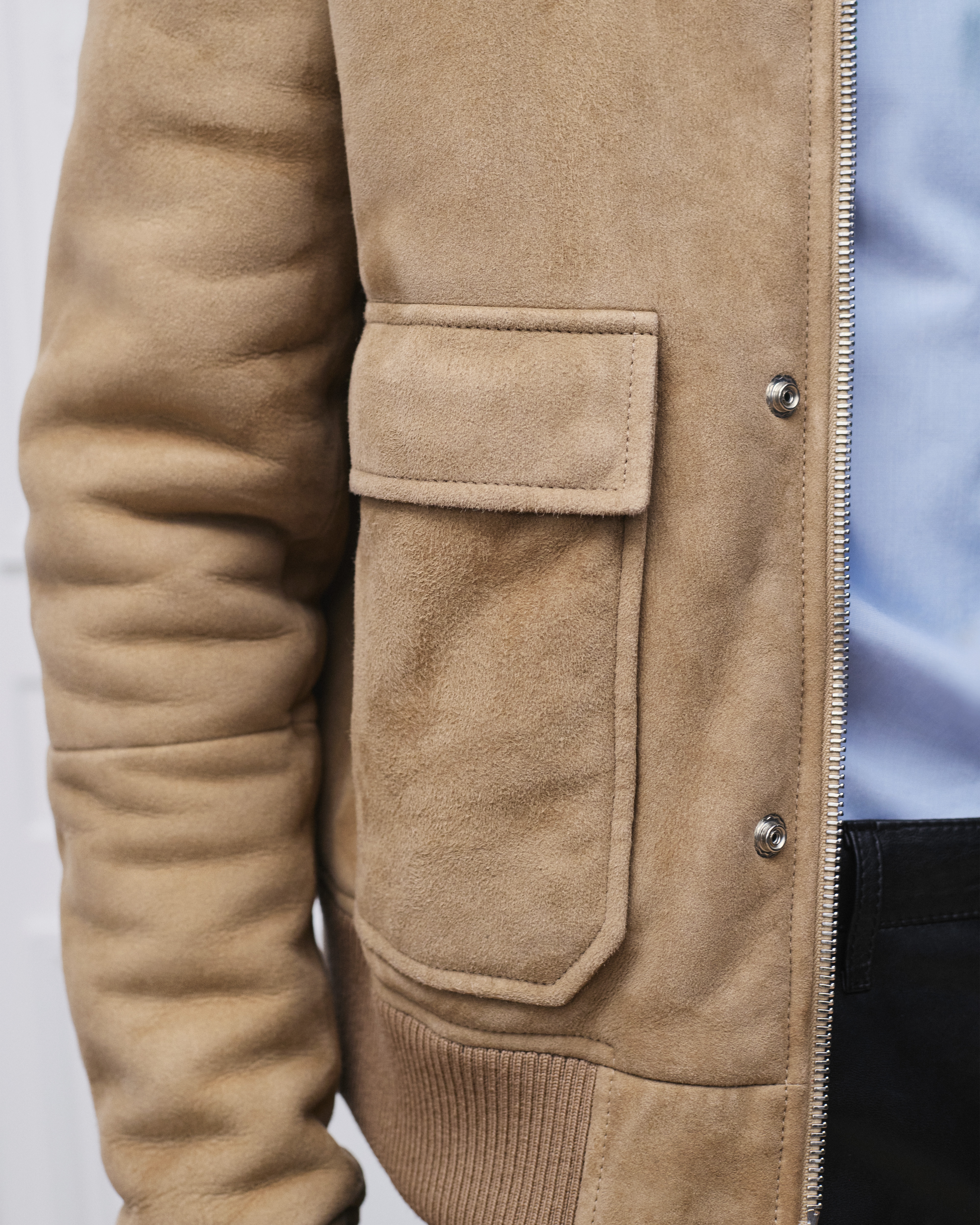 Look Blouson Jacket Beige Lambskin Shearling E04