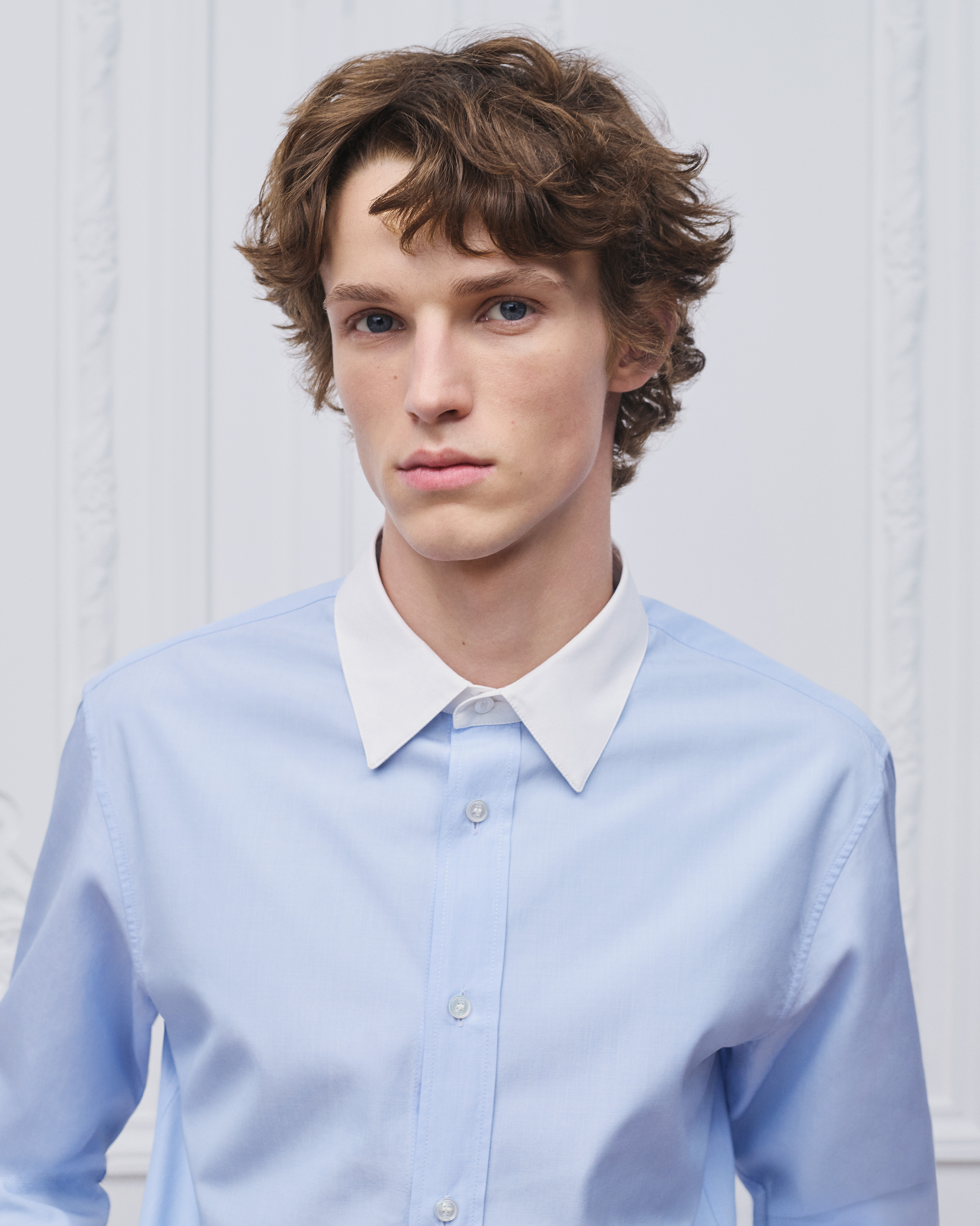 Chemise à broderie Dior Popeline de coton bleu E10