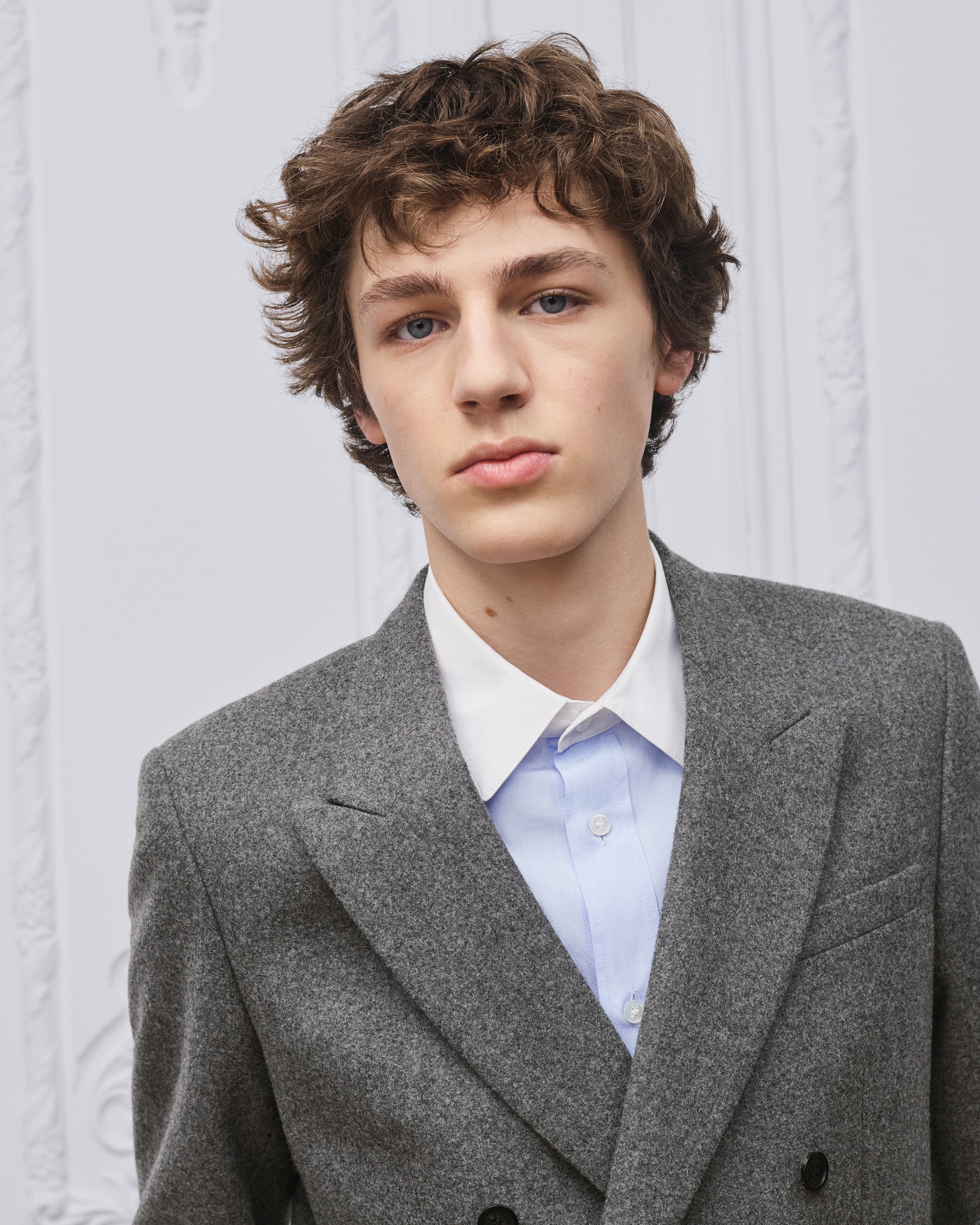 Veste croisée Flanelle de laine vierge gris anthracite E04