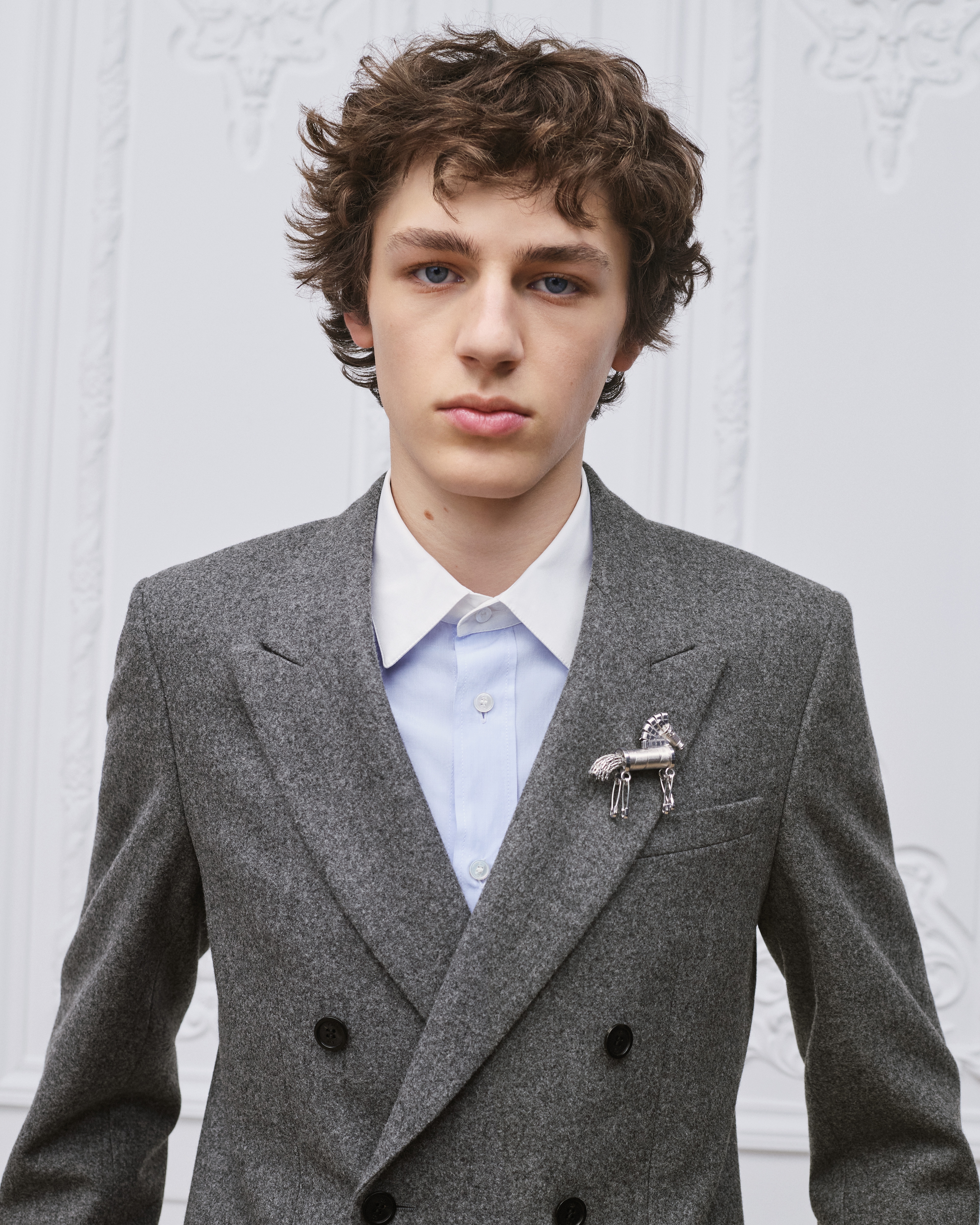 Look Pantalon large Flanelle de laine vierge gris anthracite E41