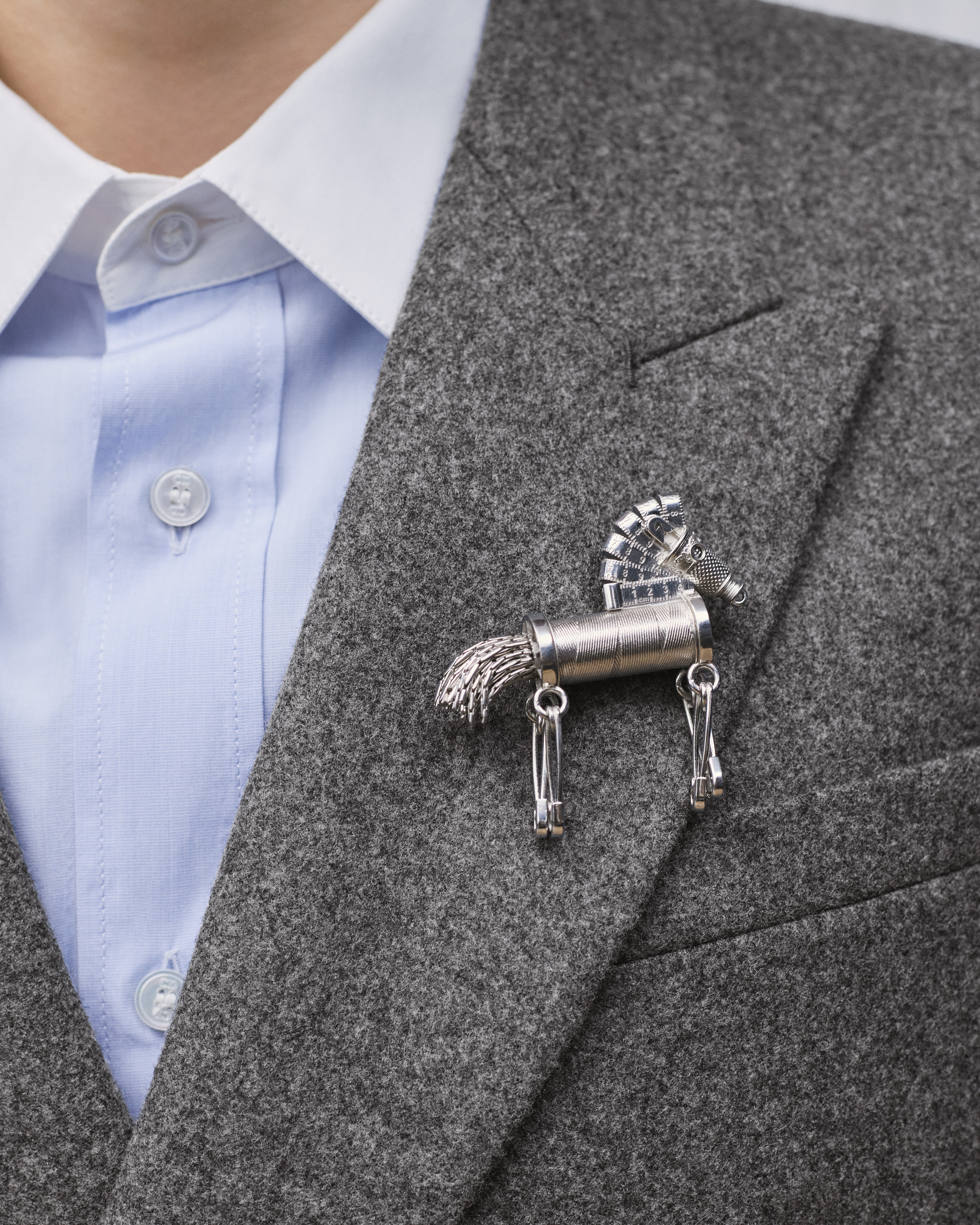 Look Pantalon large Flanelle de laine vierge gris anthracite E42