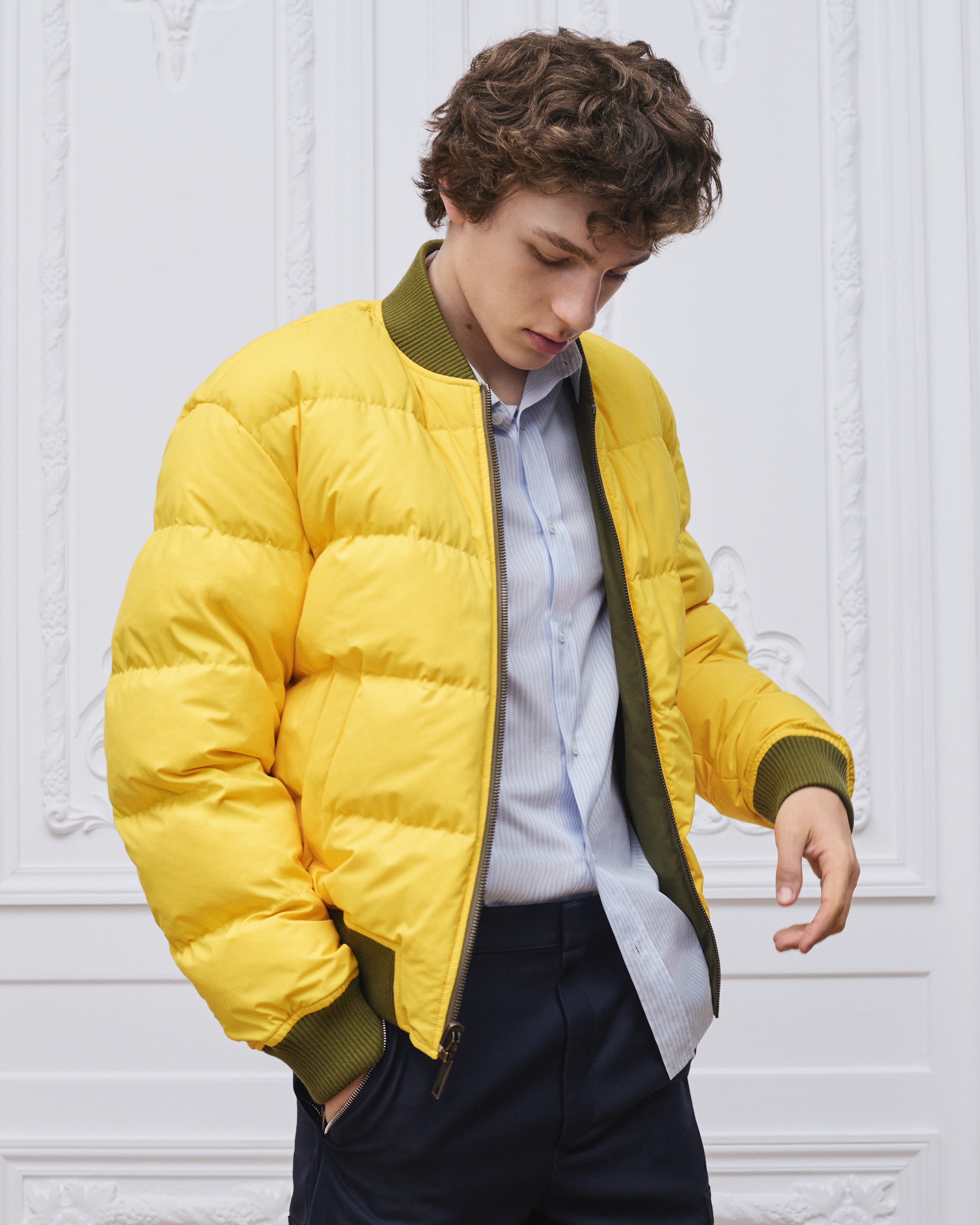 Bomber réversible Book Cover Toile de coton mélangé vert E01