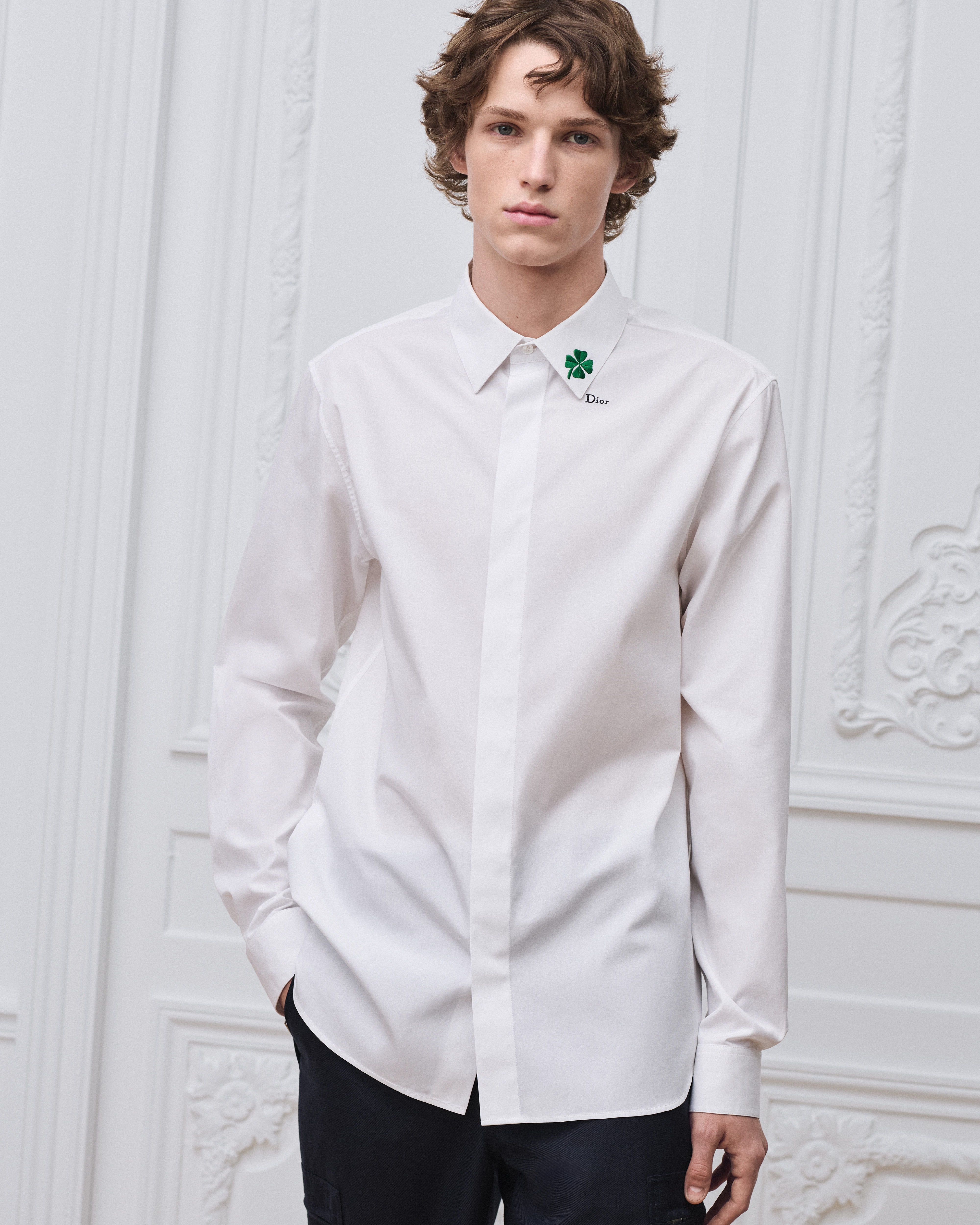 Chemise à broderie Dior Clover Popeline de coton blanc E07