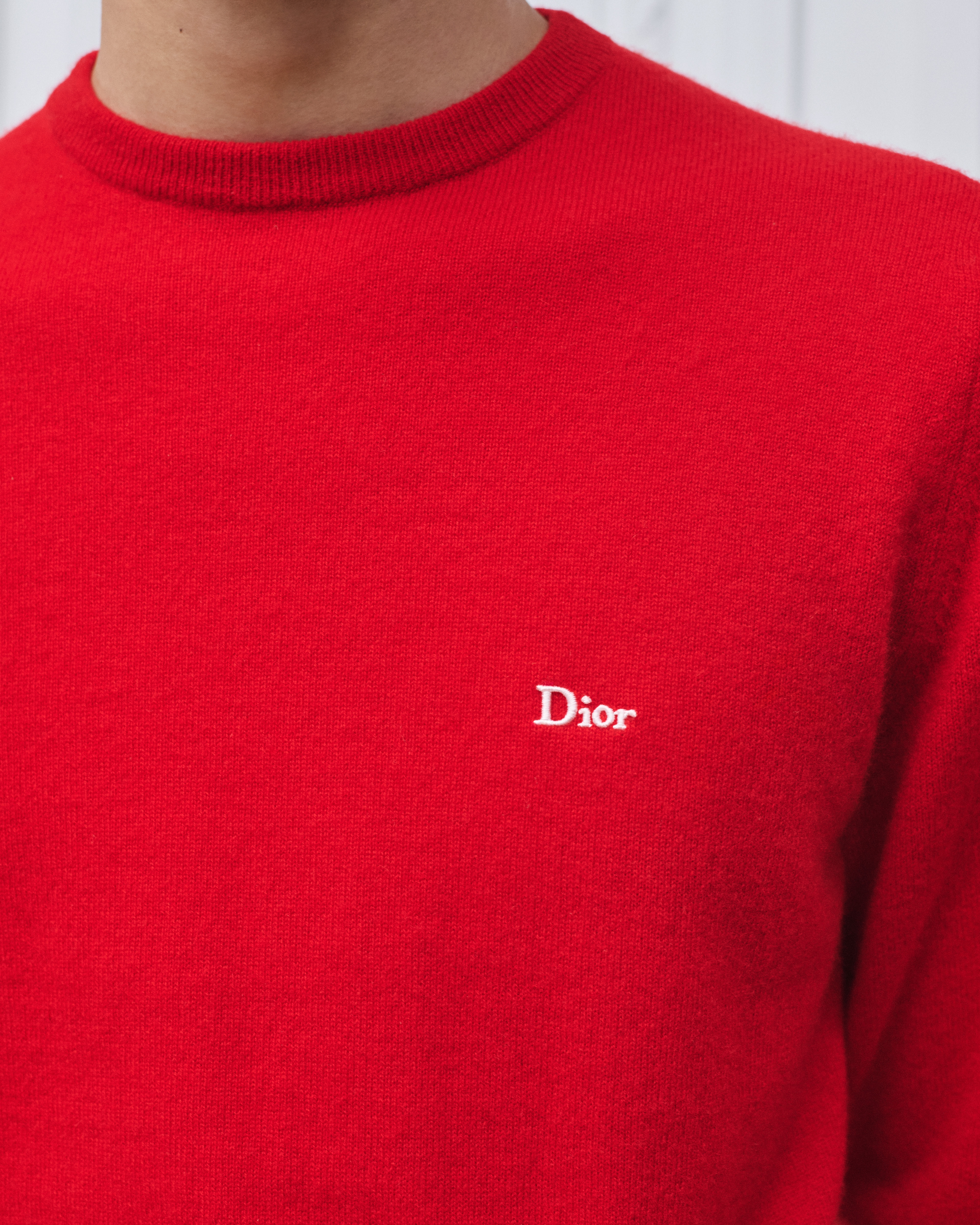 Look Sweater with Dior Embroidery Red Cashmere Jersey E11