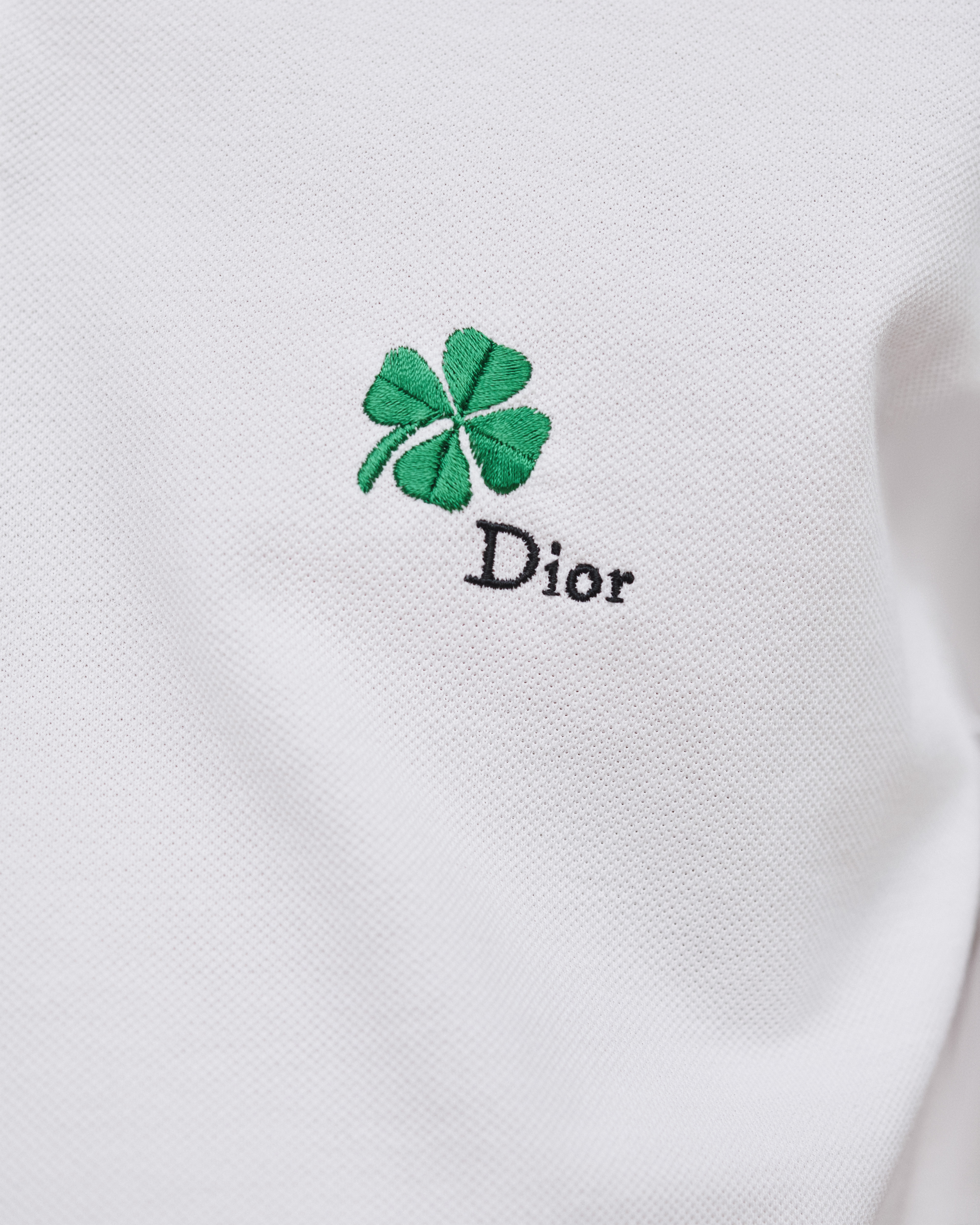 Polo à broderie Dior Clover Piqué de coton blanc E10