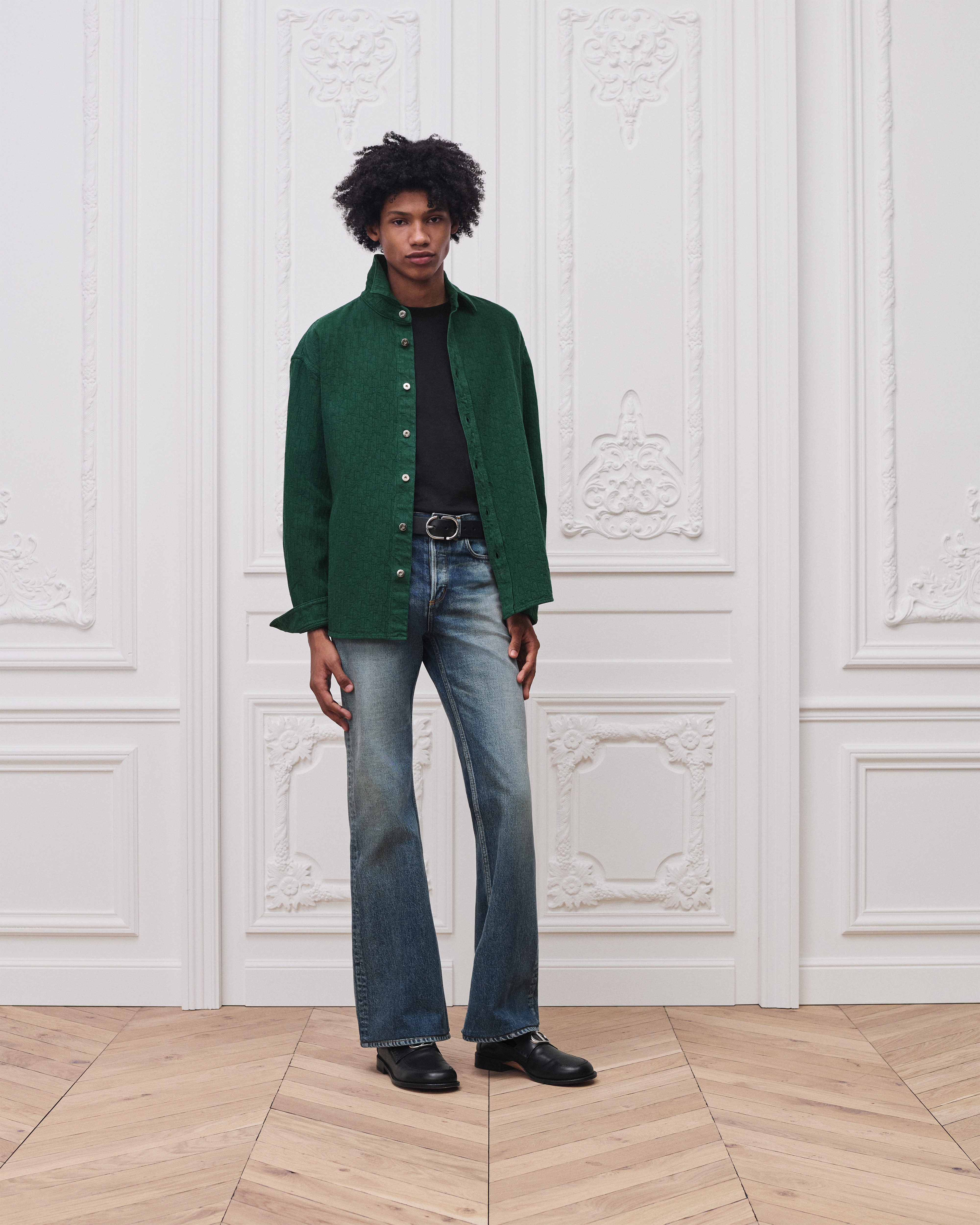 Chemise Dior Oblique Jacquard de coton vert foncé E02