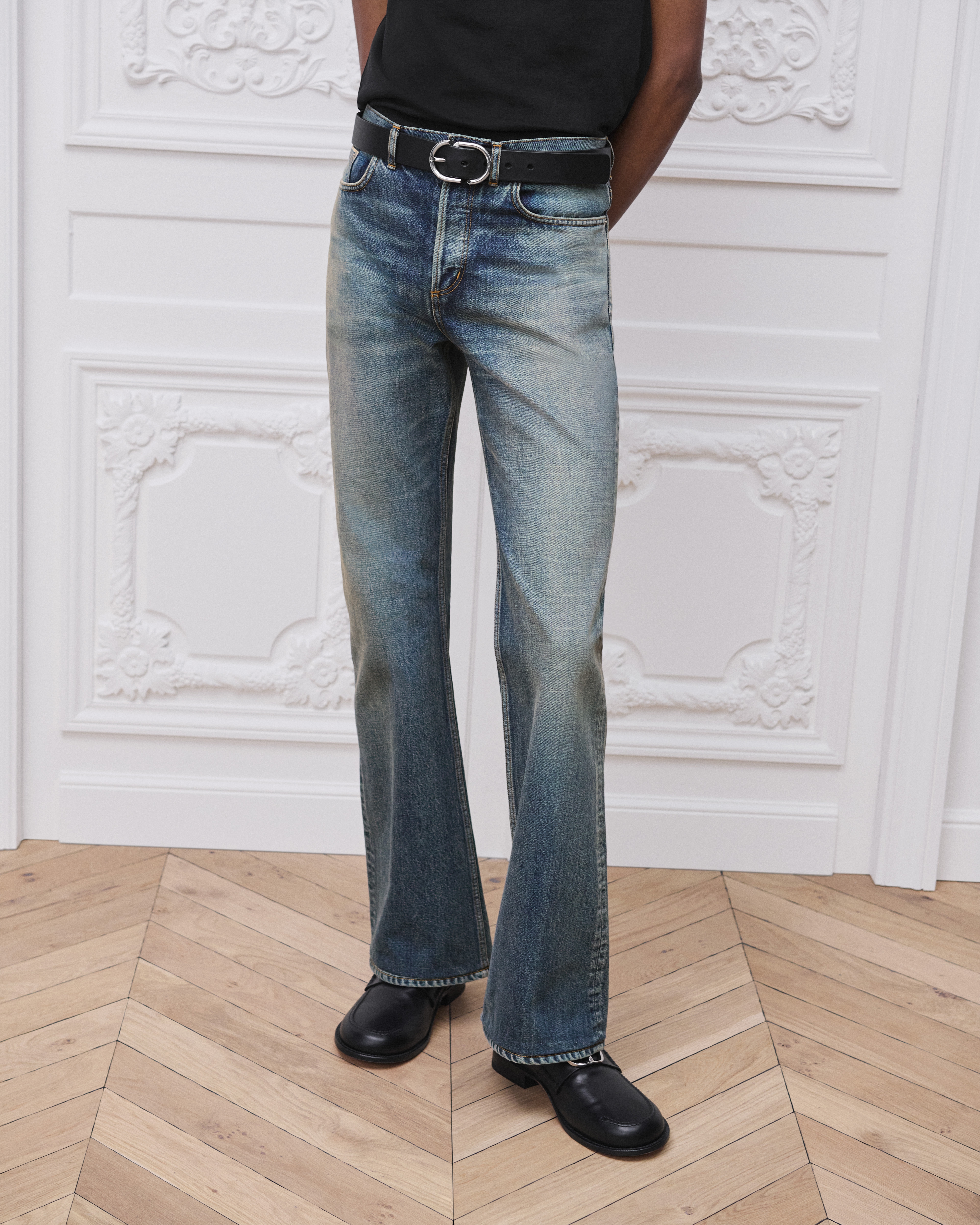 Jean bootcut Sergé de coton bleu E13