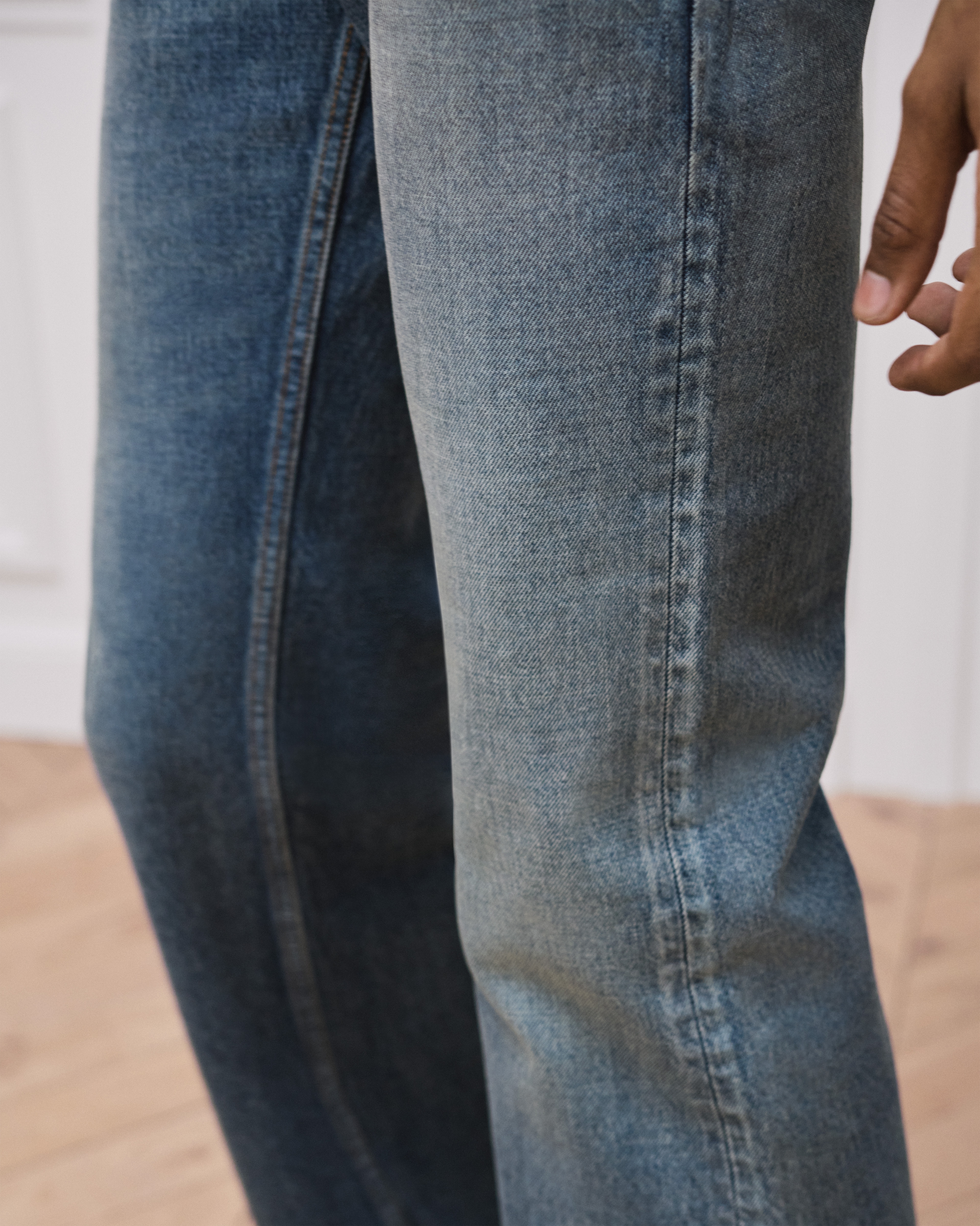 Look Jean bootcut Sergé de coton bleu E16
