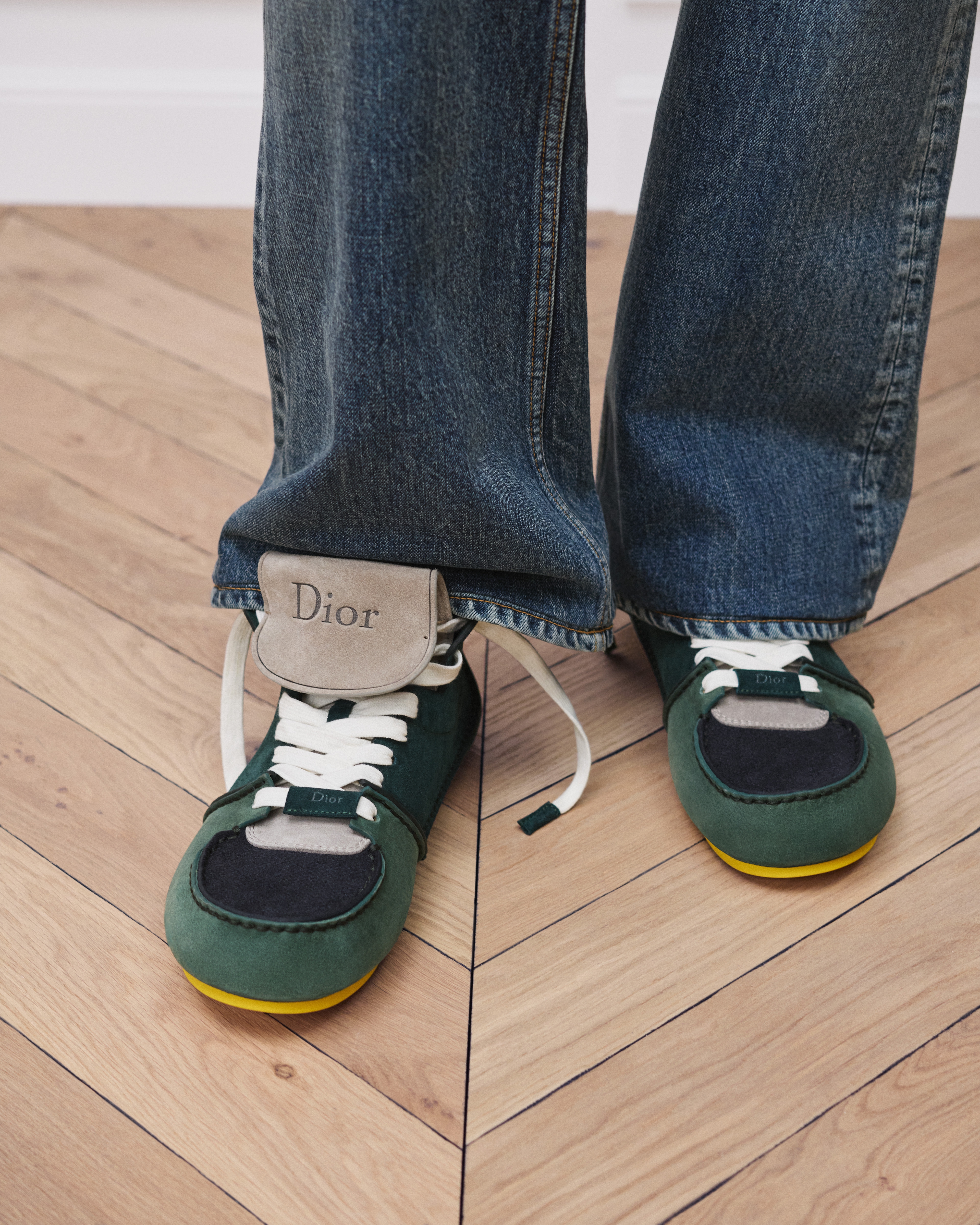 Dior Roadie Schnürstiefel Nubukleder in Grün und Veloursleder in Grün und Marineblau E23