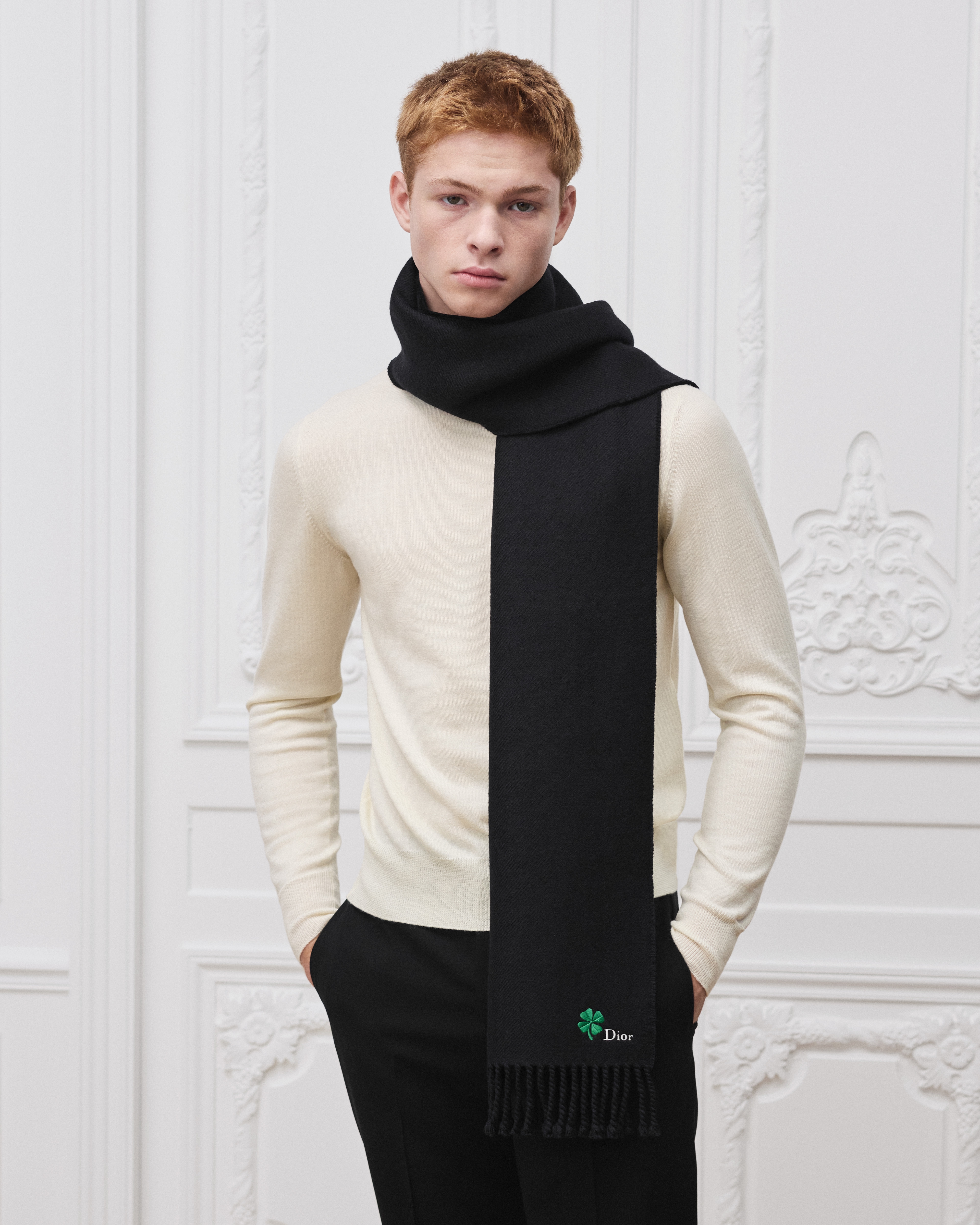 Dior Clover-sjaal Zwarte wol E32