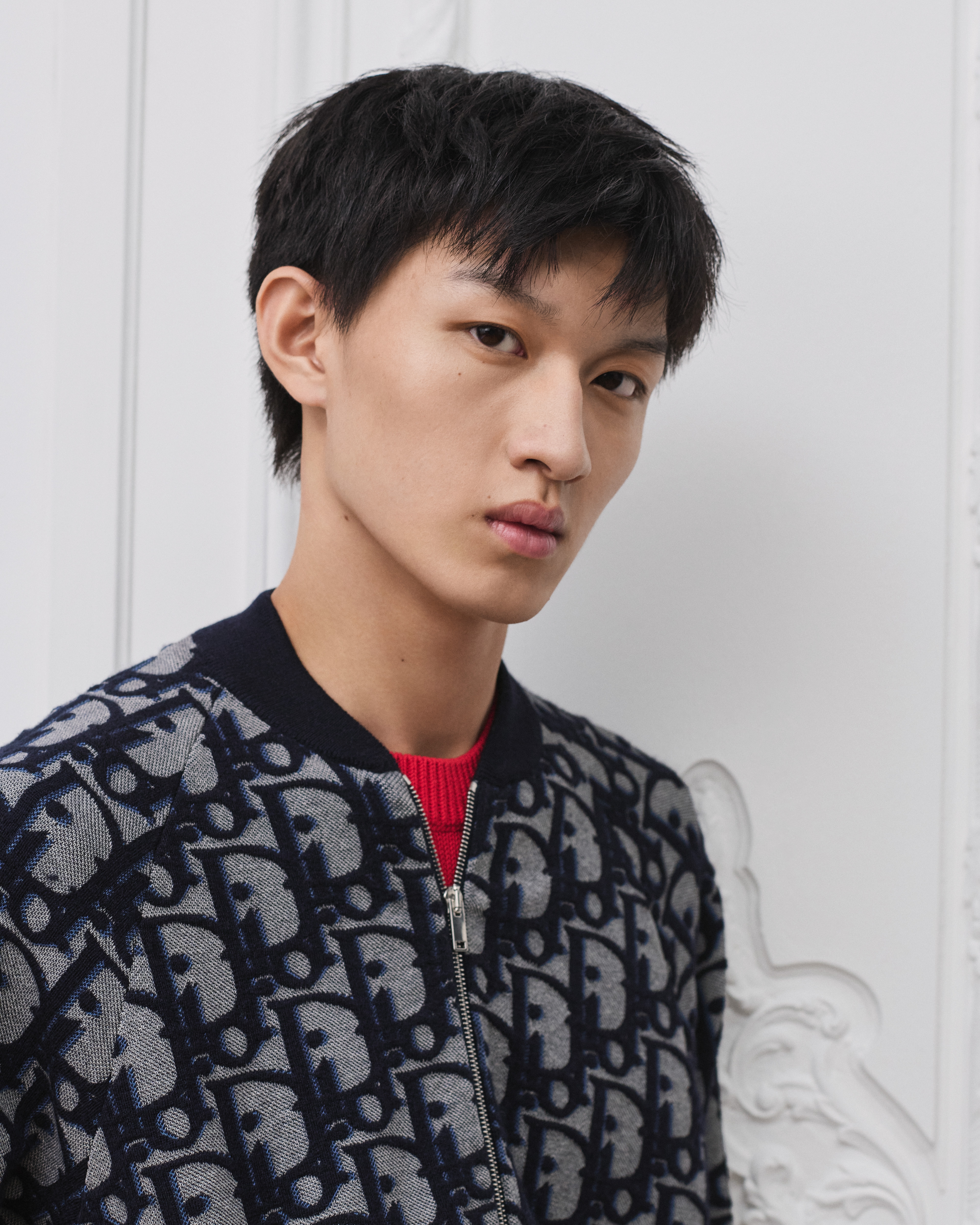 Dior Oblique Bomberjacke Jacquardmischung mit Baumwolle, Wolle und Seide in Blau E04