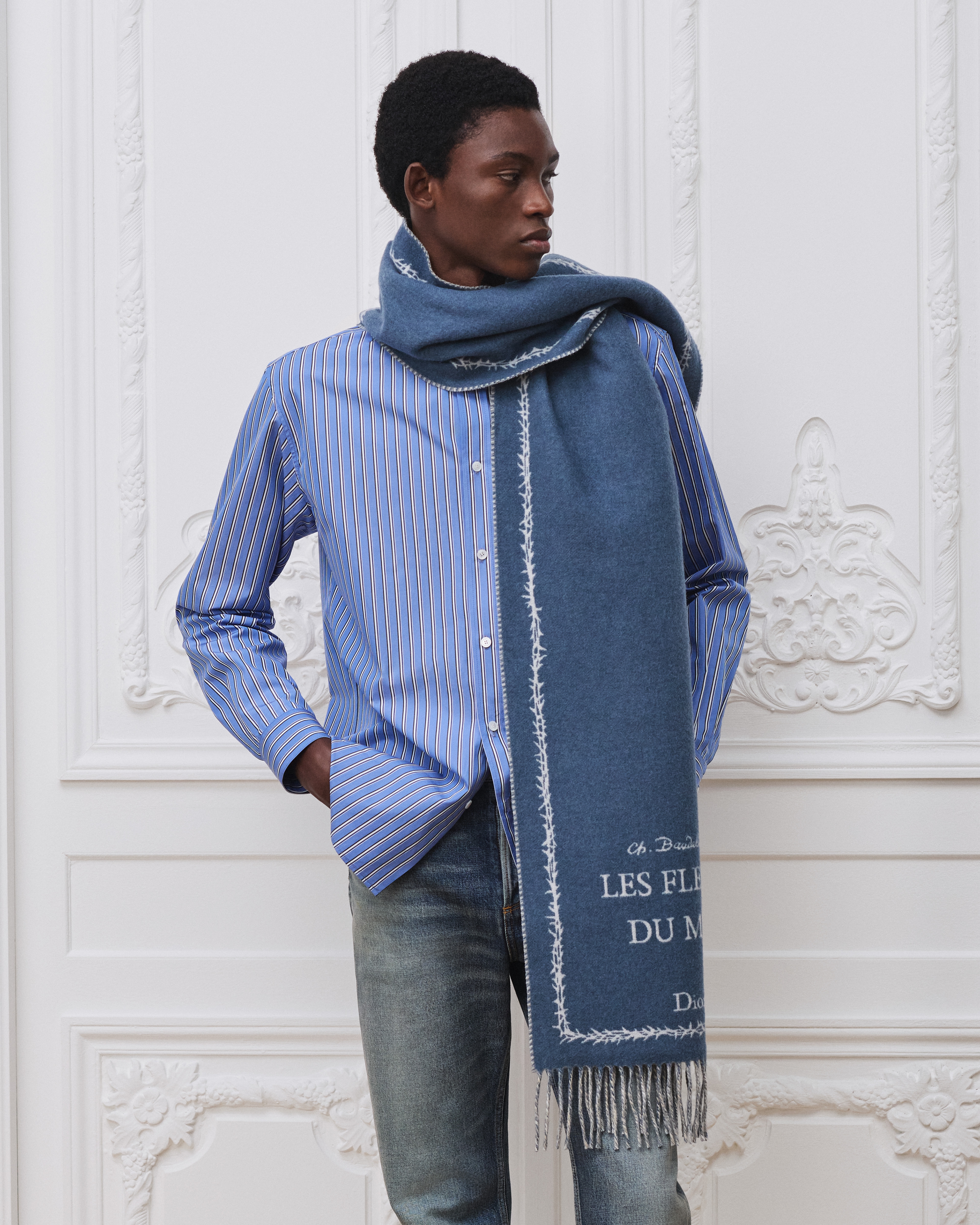 look_image_alt_prefix Bufanda Lana y cachemira azul y blanco E32