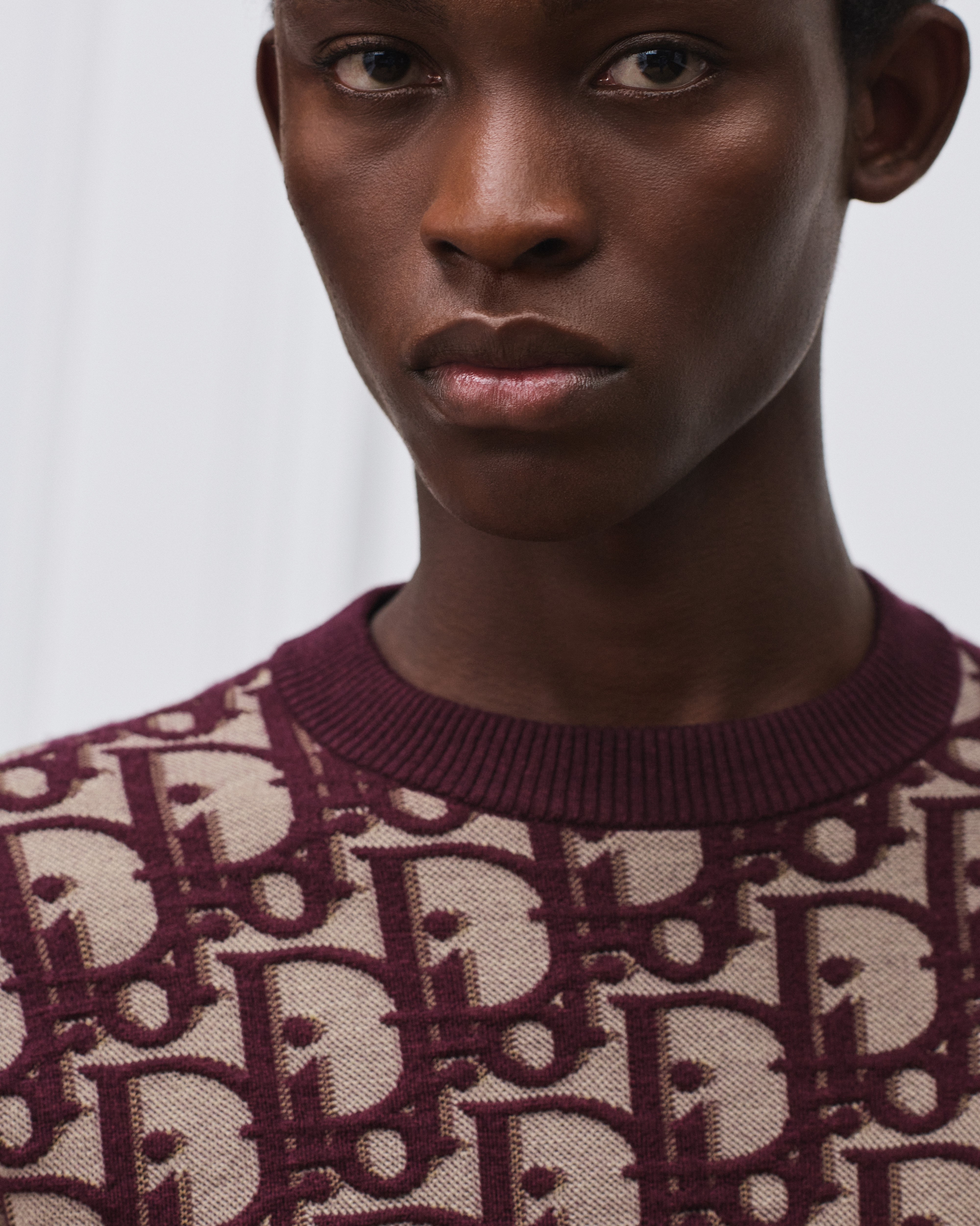 look_image_alt_prefix Dior Oblique 毛衣 酒紅色棉、羊毛和絲綢混紡緹花 E10