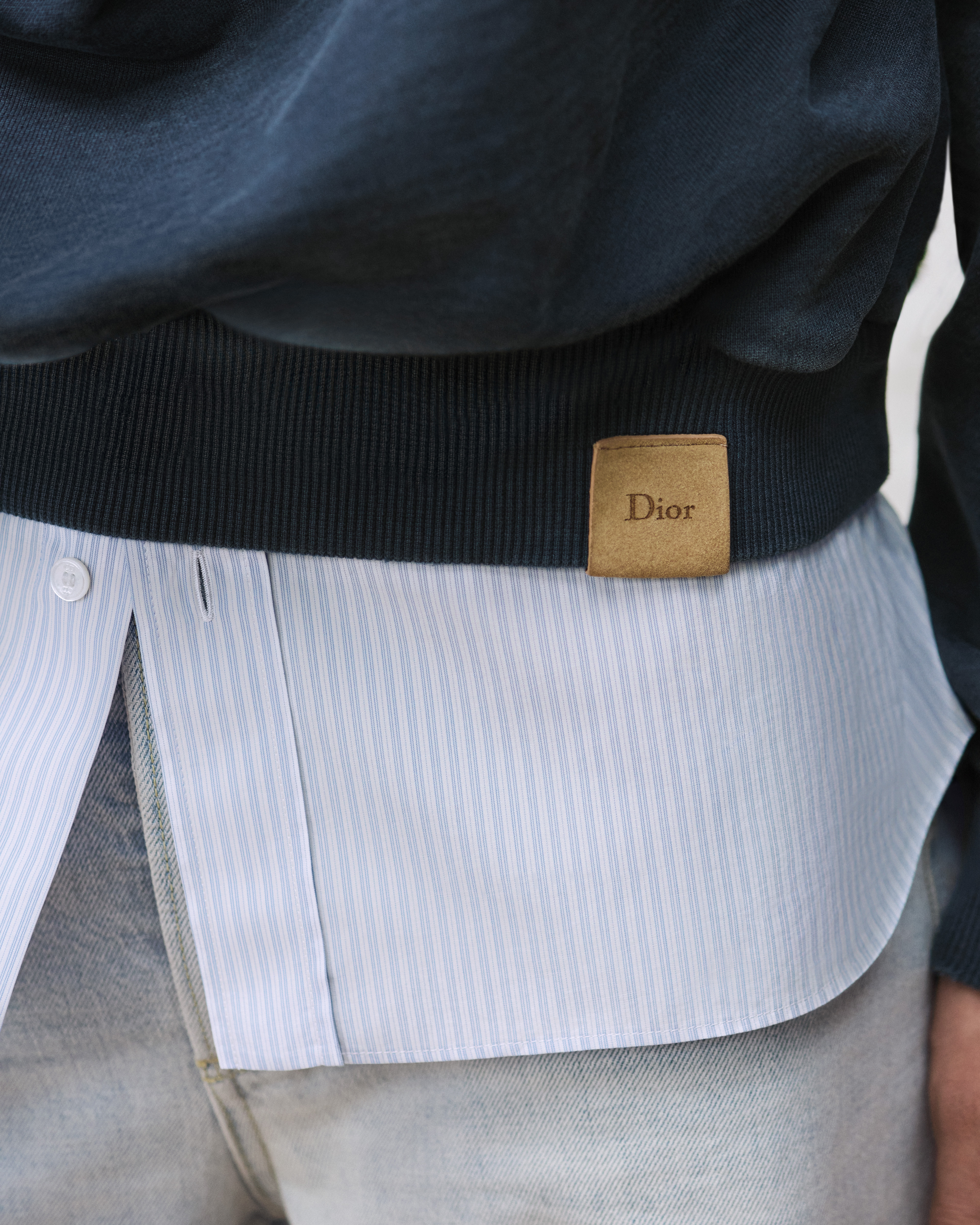 look_image_alt_prefix Trui met watervalhals Blauwe katoenfleece E04