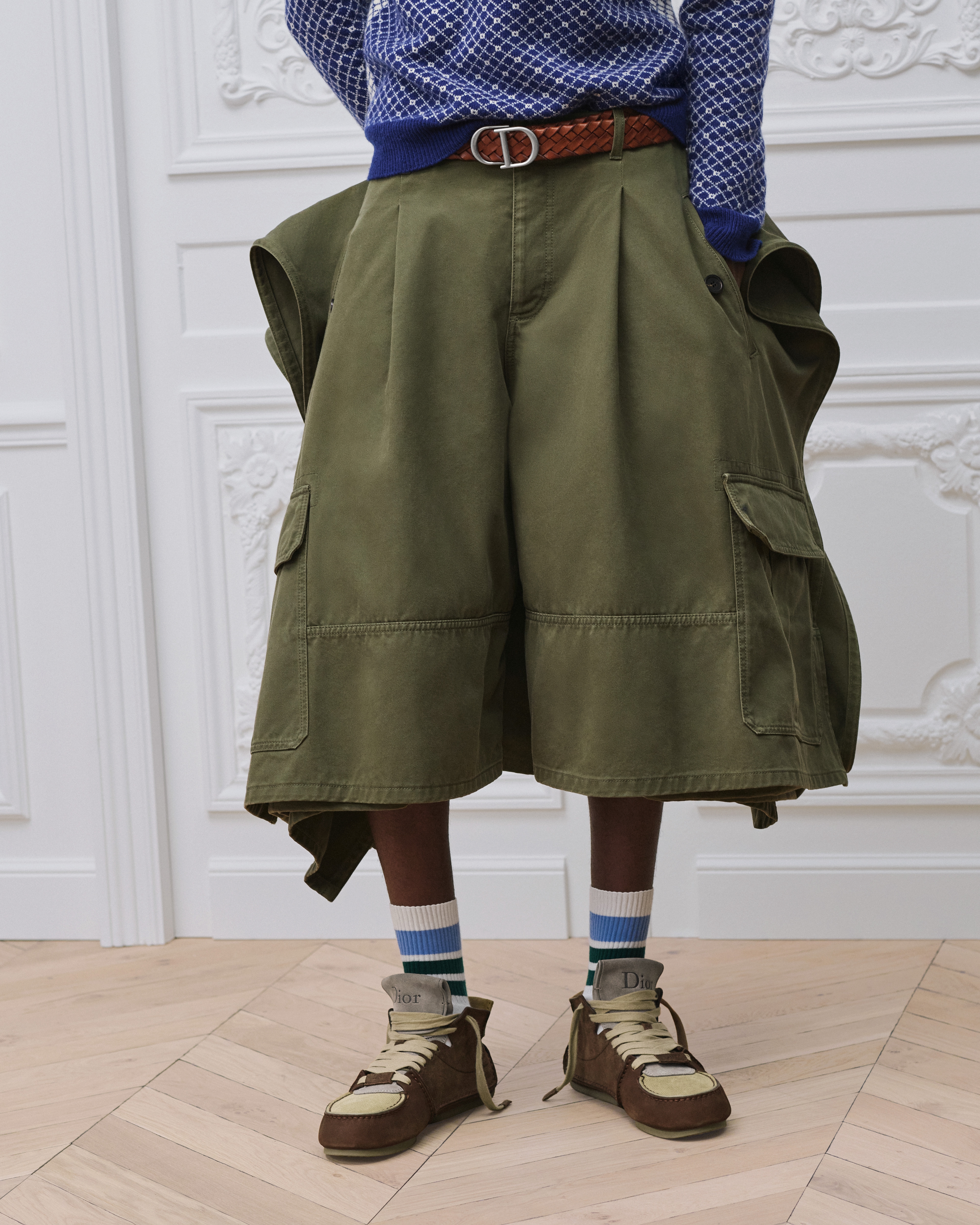 Look Delft Bermuda Shorts Green Cotton Twill E13