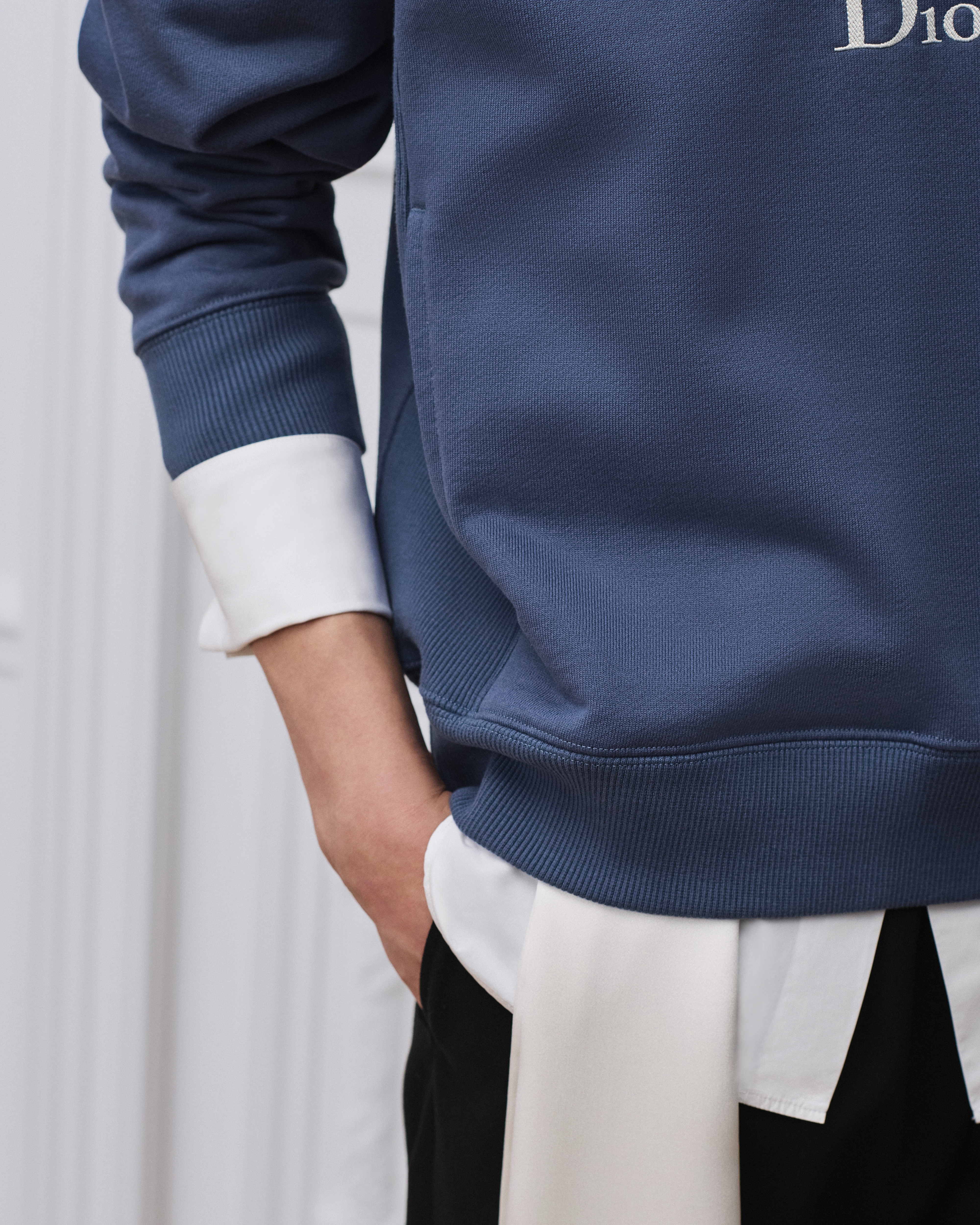 Look Sweatshirt with Zipped Neckline Blue Cotton Fleece E11