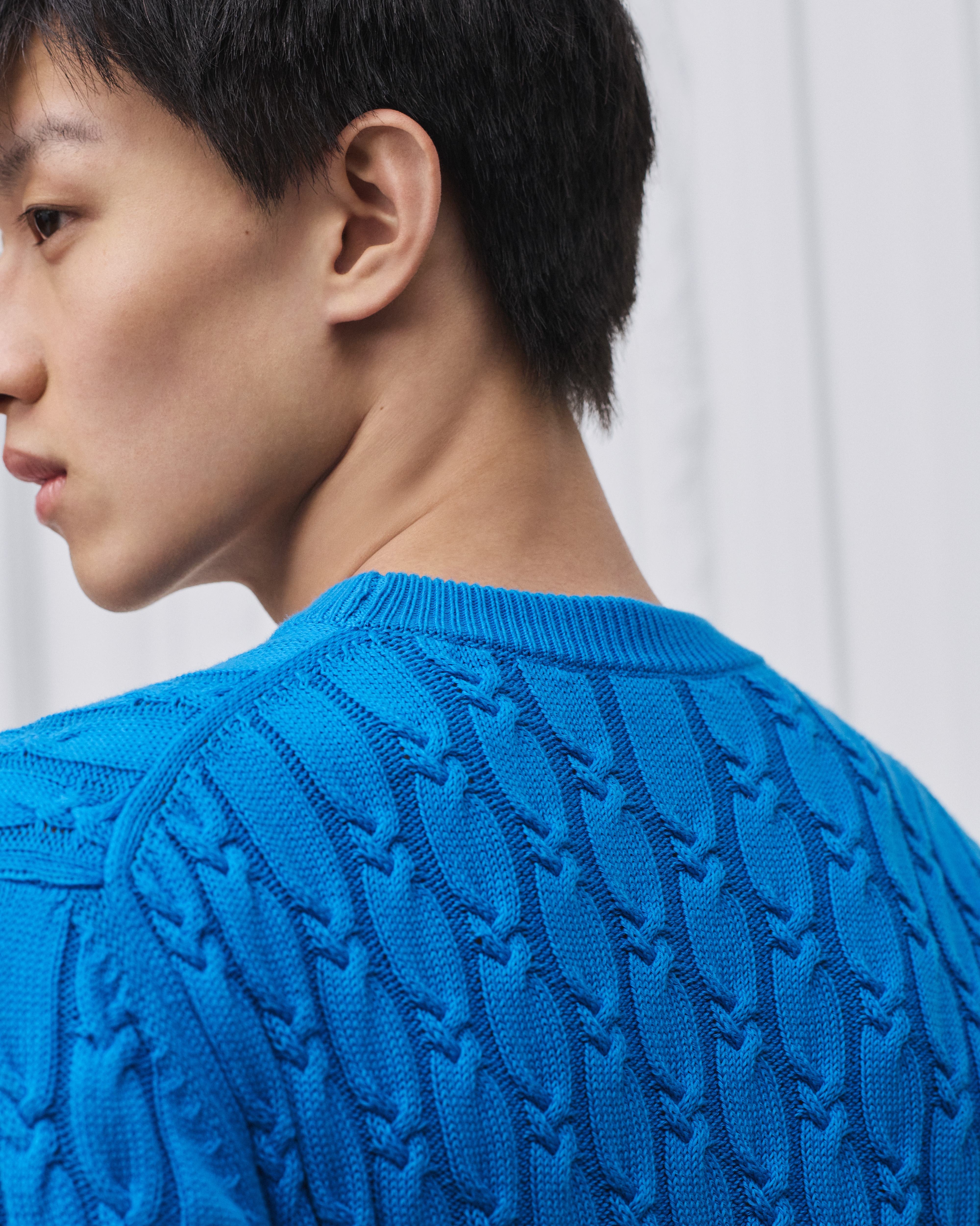 look_image_alt_prefix Kabelgebreide trui Gebreid van blauw katoen E09