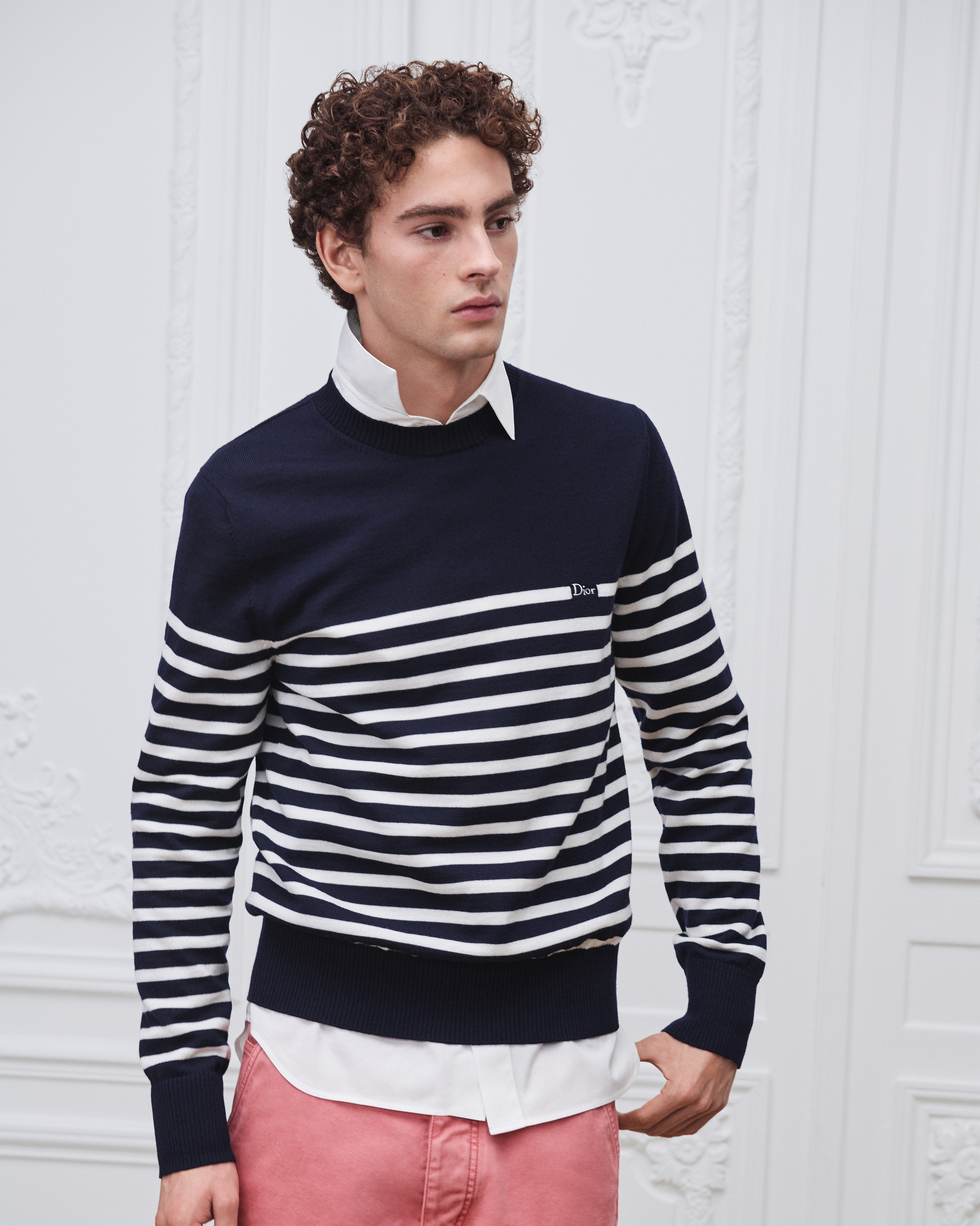 look_image_alt_prefix Gestreifter Pullover Wolljersey in Blau und Weiß E07