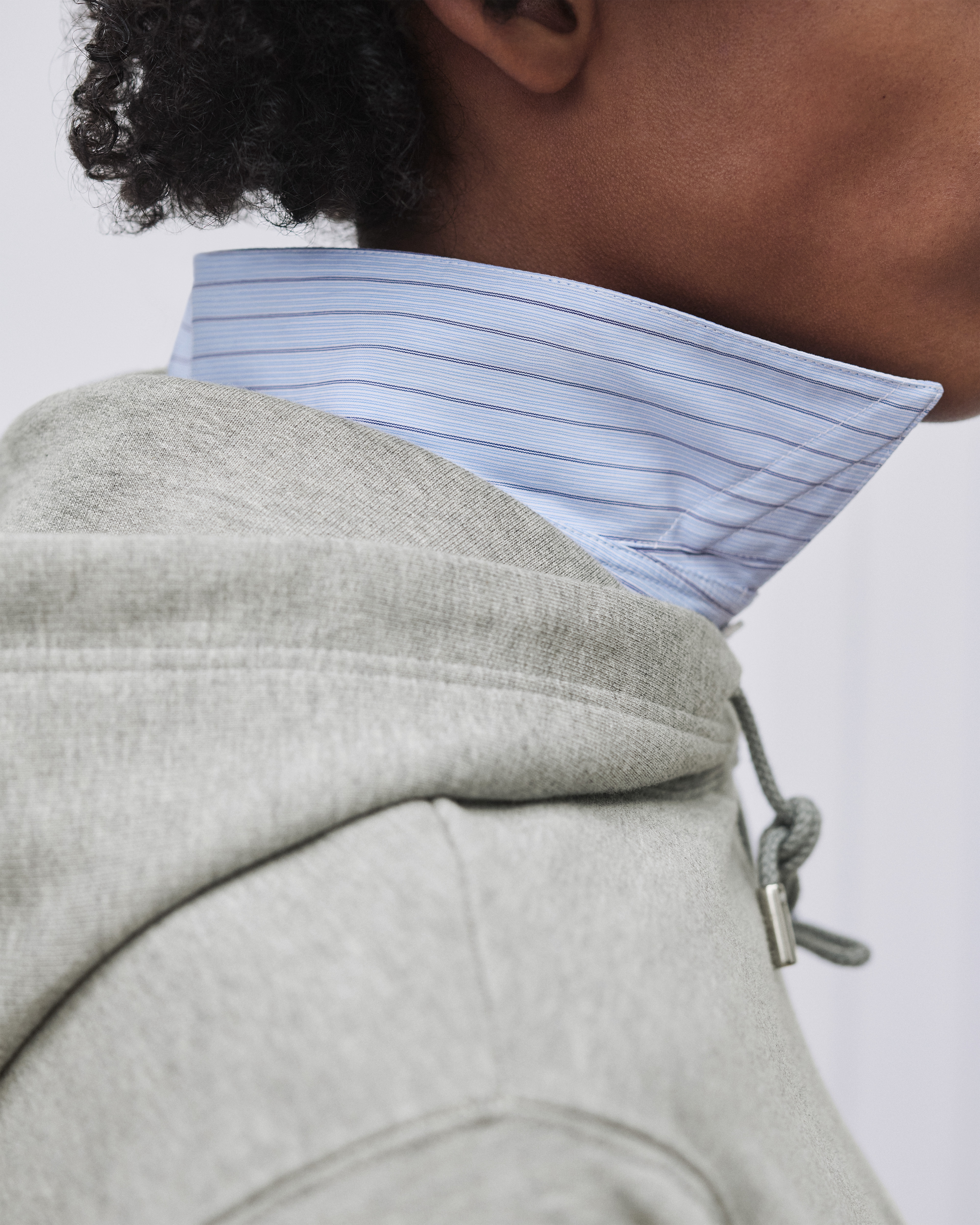 Look Hooded Sweatshirt with Dior Embroidery, Relaxed Fit Gray Cotton Fleece E11