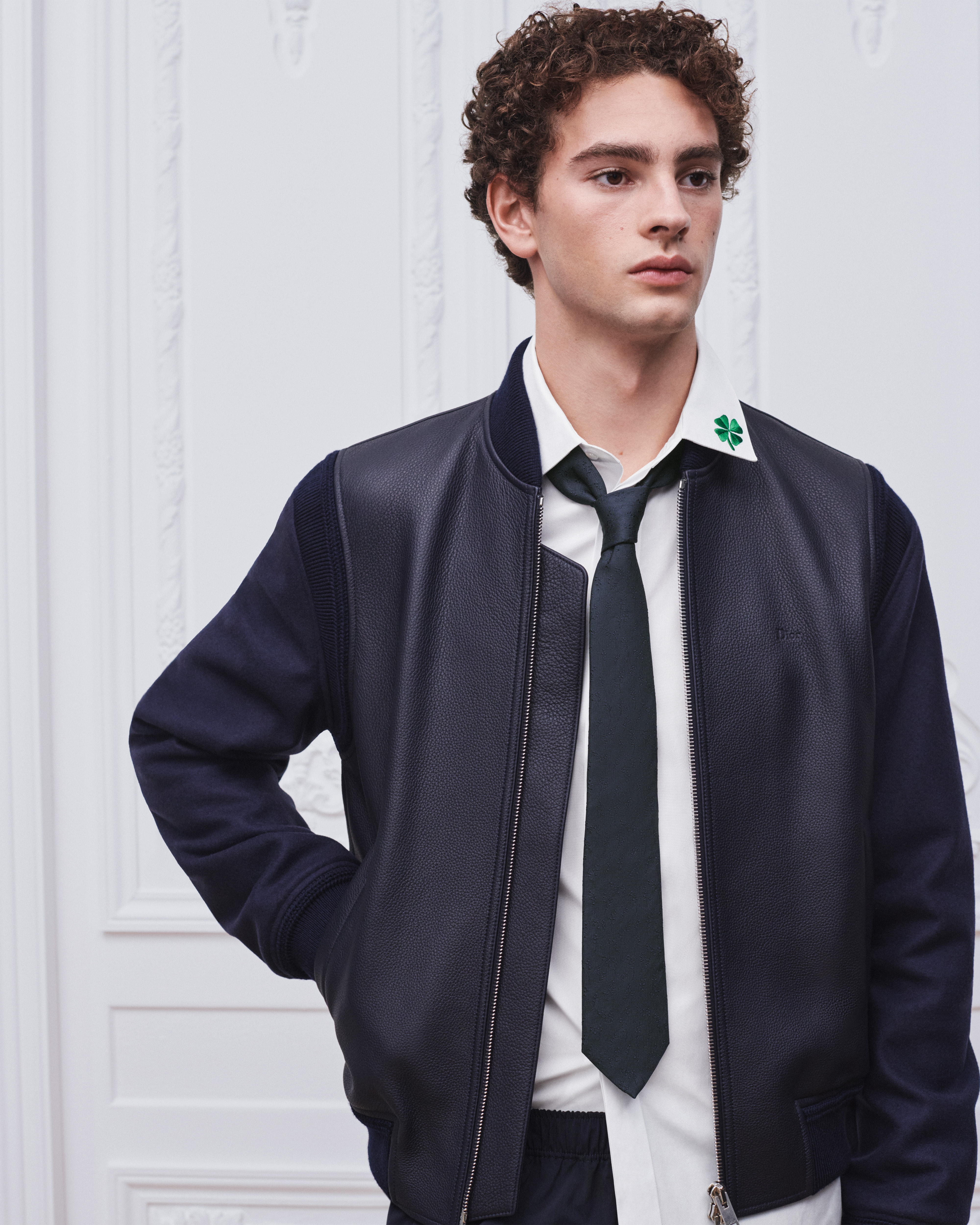 look_image_alt_prefix 鈴蘭領帶 海軍藍絲綢 E35